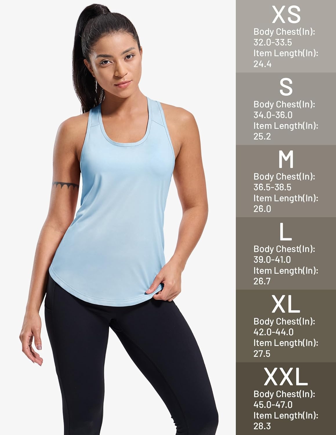 image:imageMIER Workout Tank Tops for Women Racerback Athletic Sleeveless Loose Fit Muscle Tee Shirts Dry Fit Runing Gym Yoga Top SummerLight Blue