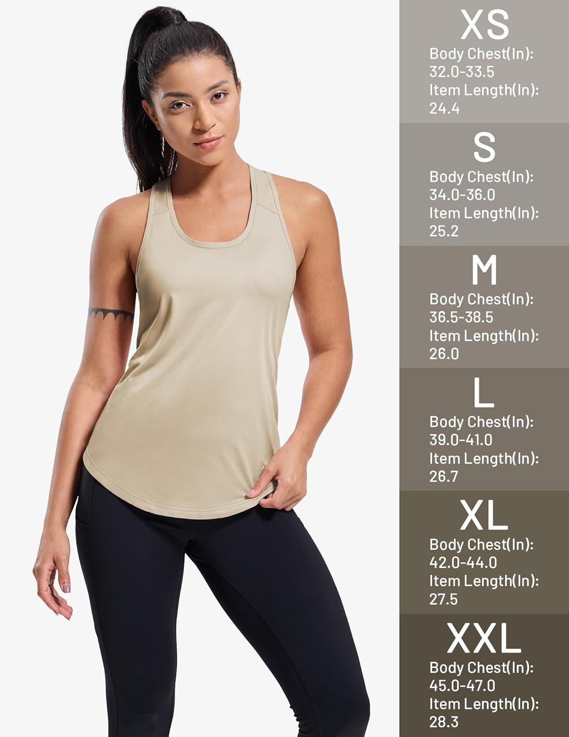 image:imageMIER Workout Tank Tops for Women Racerback Athletic Sleeveless Loose Fit Muscle Tee Shirts Dry Fit Runing Gym Yoga Top SummerLight Khaki