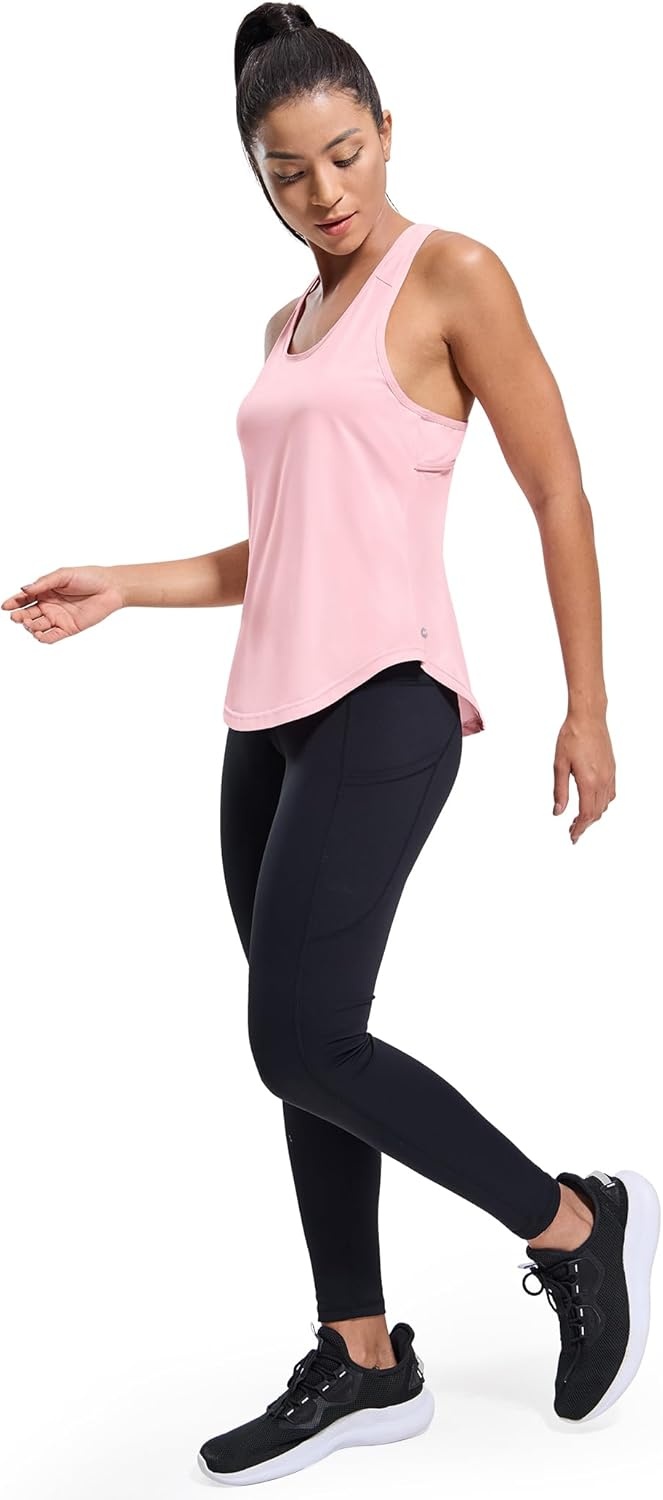 image:imageMIER Workout Tank Tops for Women Racerback Athletic Sleeveless Loose Fit Muscle Tee Shirts Dry Fit Runing Gym Yoga Top SummerLight Pink