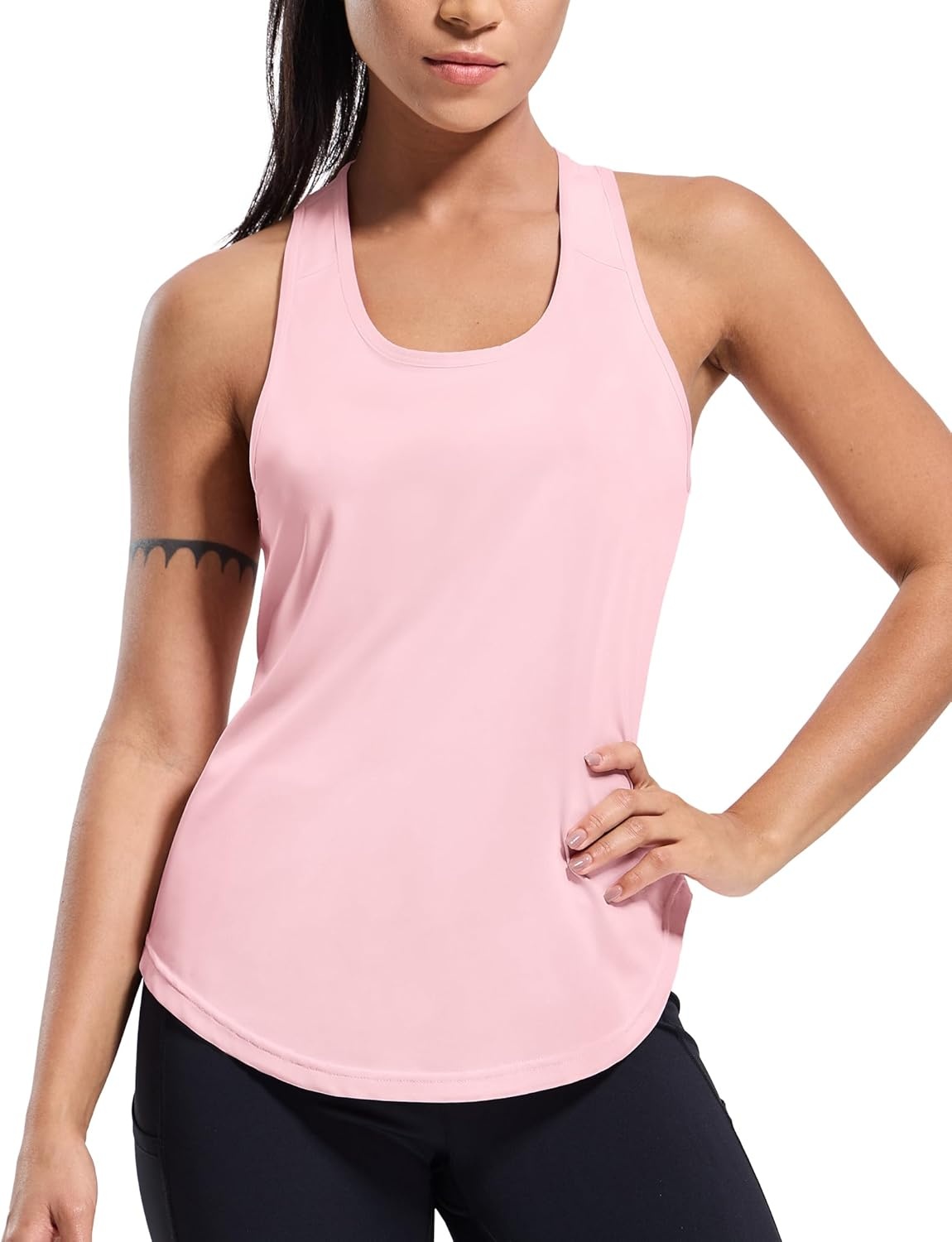 image:imageMIER Workout Tank Tops for Women Racerback Athletic Sleeveless Loose Fit Muscle Tee Shirts Dry Fit Runing Gym Yoga Top SummerLight Pink