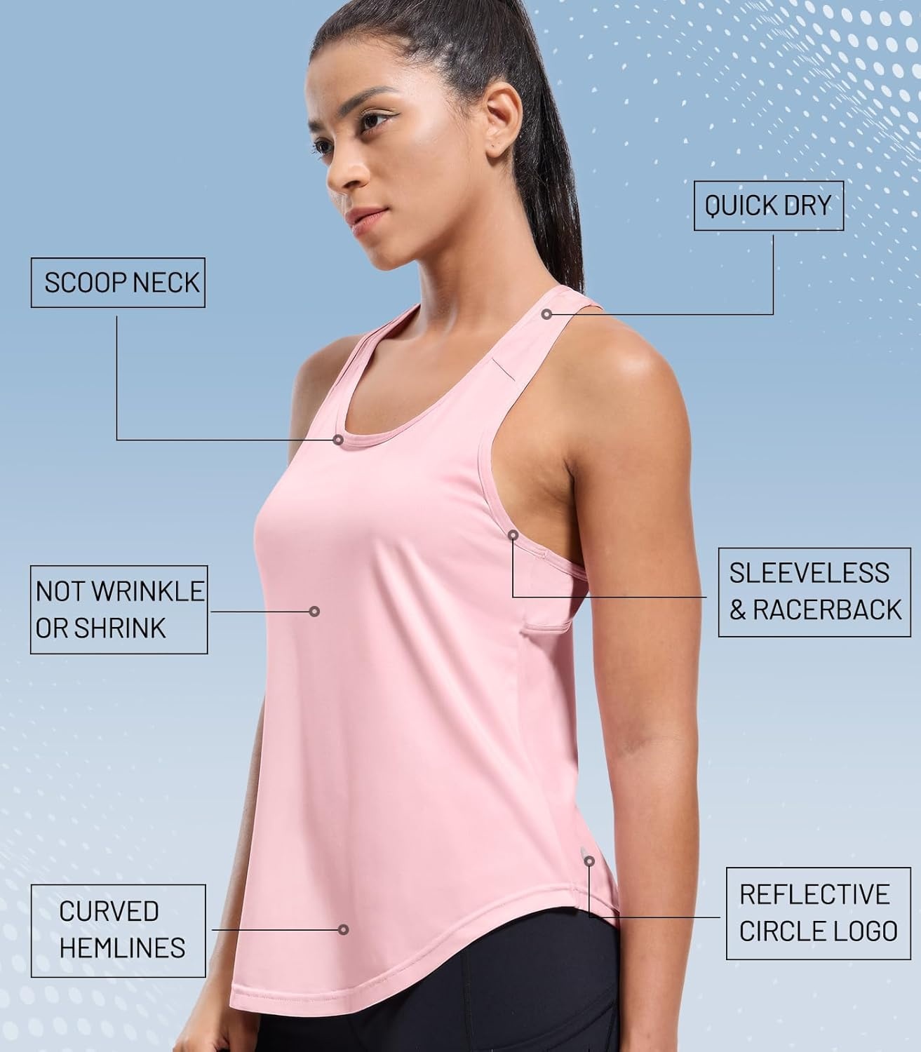 image:imageMIER Workout Tank Tops for Women Racerback Athletic Sleeveless Loose Fit Muscle Tee Shirts Dry Fit Runing Gym Yoga Top SummerLight Pink