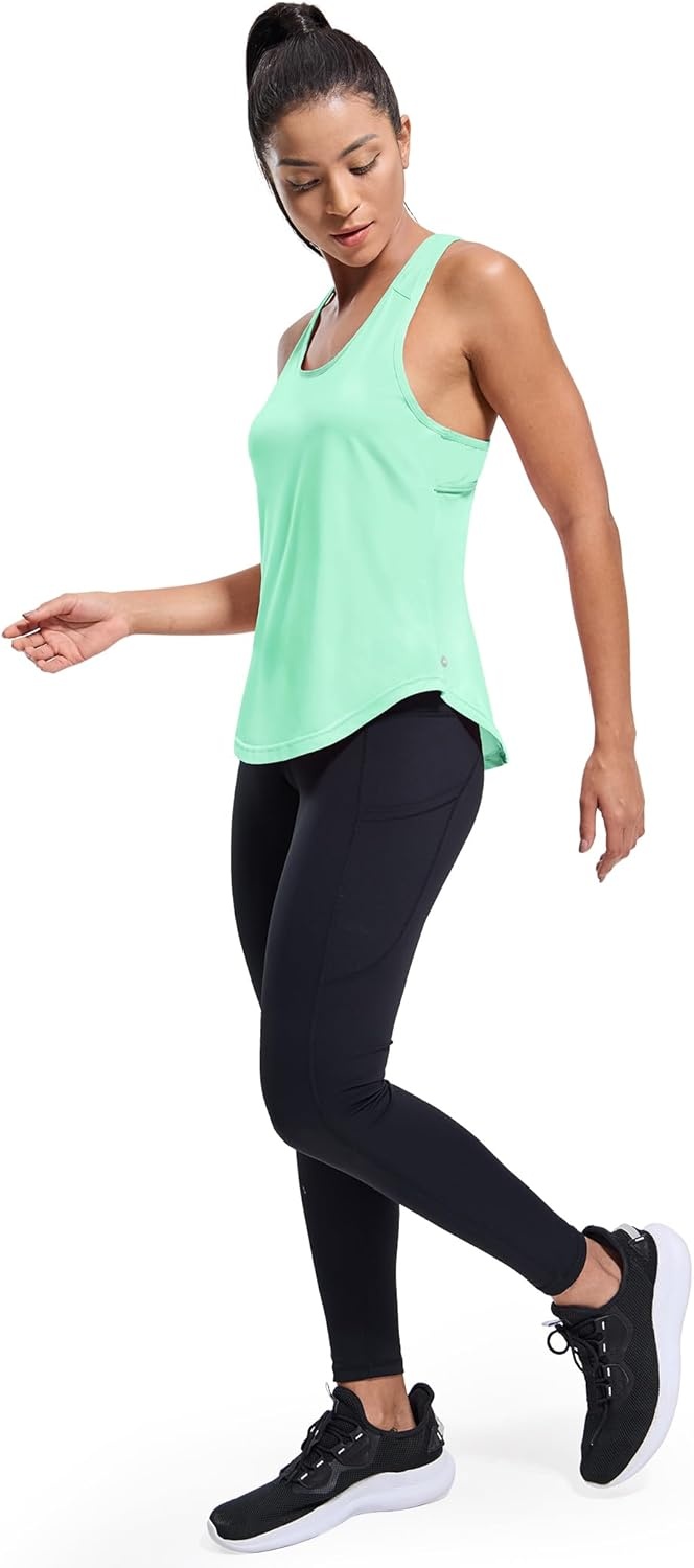 image:imageMIER Workout Tank Tops for Women Racerback Athletic Sleeveless Loose Fit Muscle Tee Shirts Dry Fit Runing Gym Yoga Top SummerMint Green