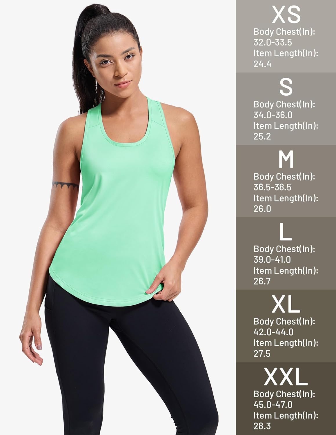 image:imageMIER Workout Tank Tops for Women Racerback Athletic Sleeveless Loose Fit Muscle Tee Shirts Dry Fit Runing Gym Yoga Top SummerMint Green