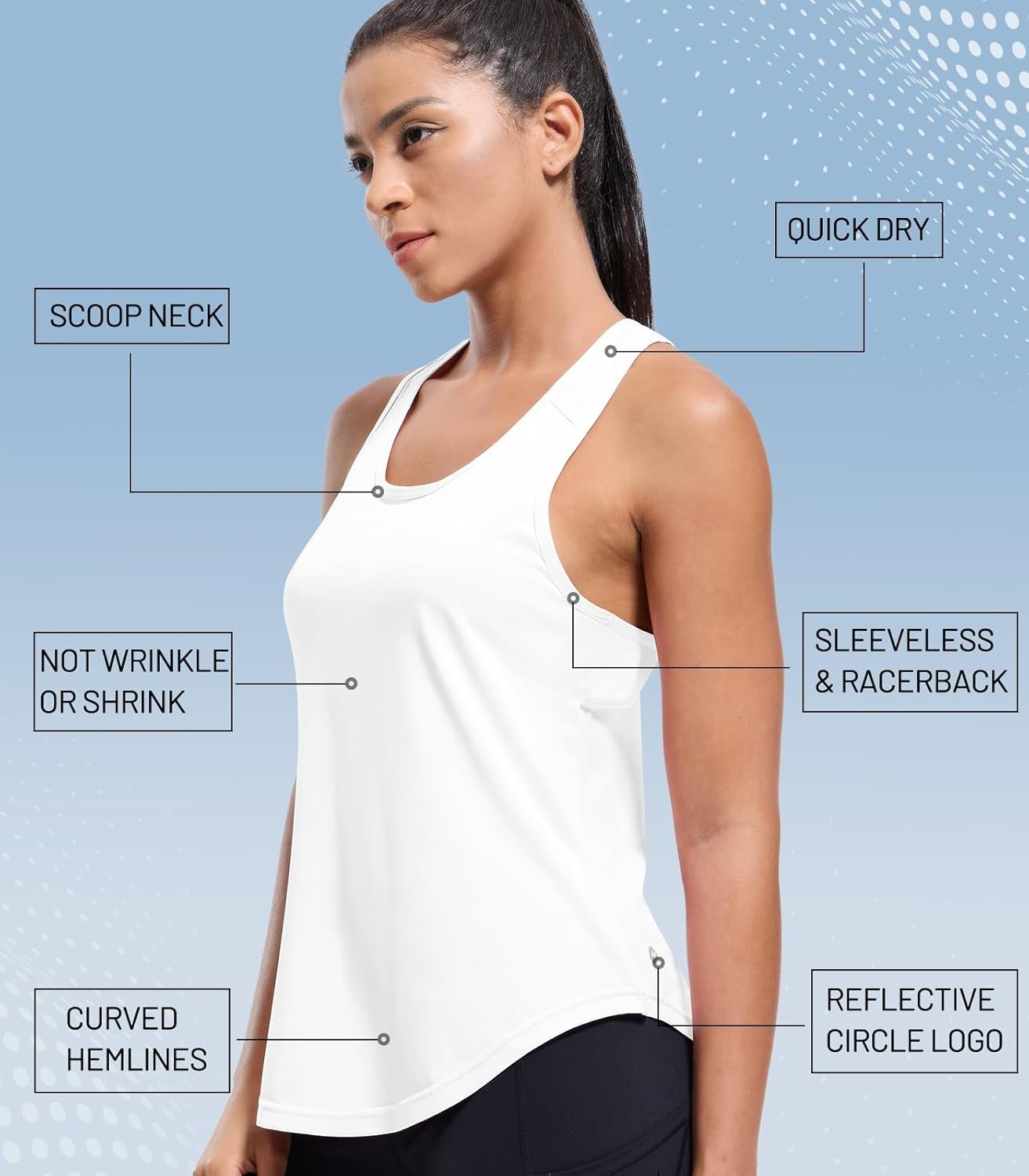 image:imageMIER Workout Tank Tops for Women Racerback Athletic Sleeveless Loose Fit Muscle Tee Shirts Dry Fit Runing Gym Yoga Top SummerWhite