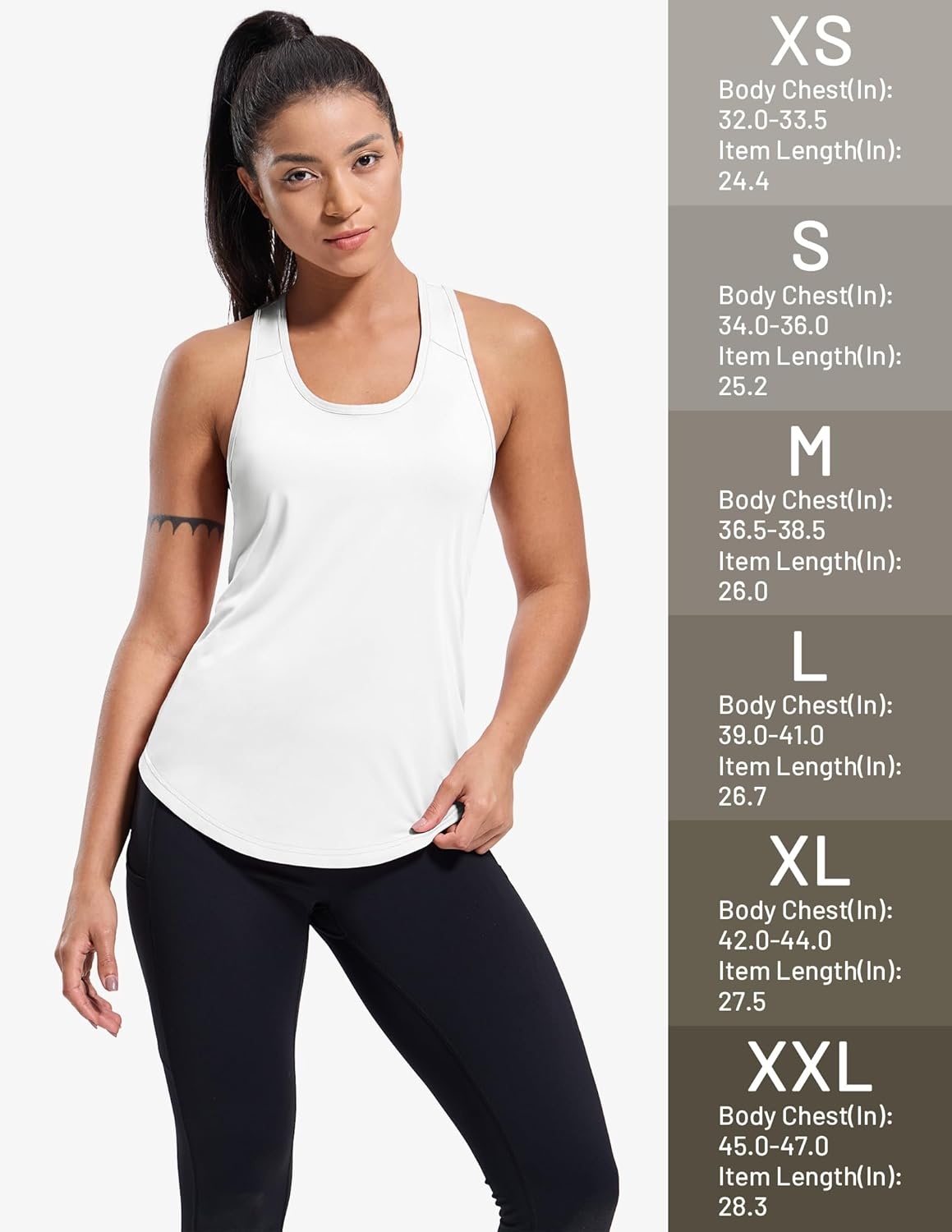 image:imageMIER Workout Tank Tops for Women Racerback Athletic Sleeveless Loose Fit Muscle Tee Shirts Dry Fit Runing Gym Yoga Top SummerWhite