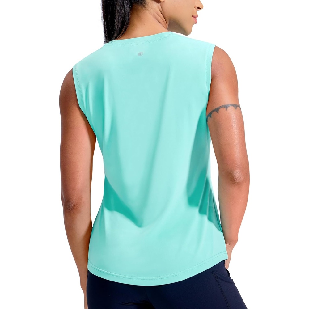 image:imageMIER Sleeveless Athletic Tops for Women Dry Fit Running Workout Tank Top Crew Neck UPF 50 Active Tennis Gym Yoga Tee ShirtsAqua