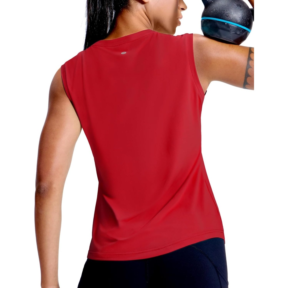 image:imageMIER Sleeveless Athletic Tops for Women Dry Fit Running Workout Tank Top Crew Neck UPF 50 Active Tennis Gym Yoga Tee ShirtsRed