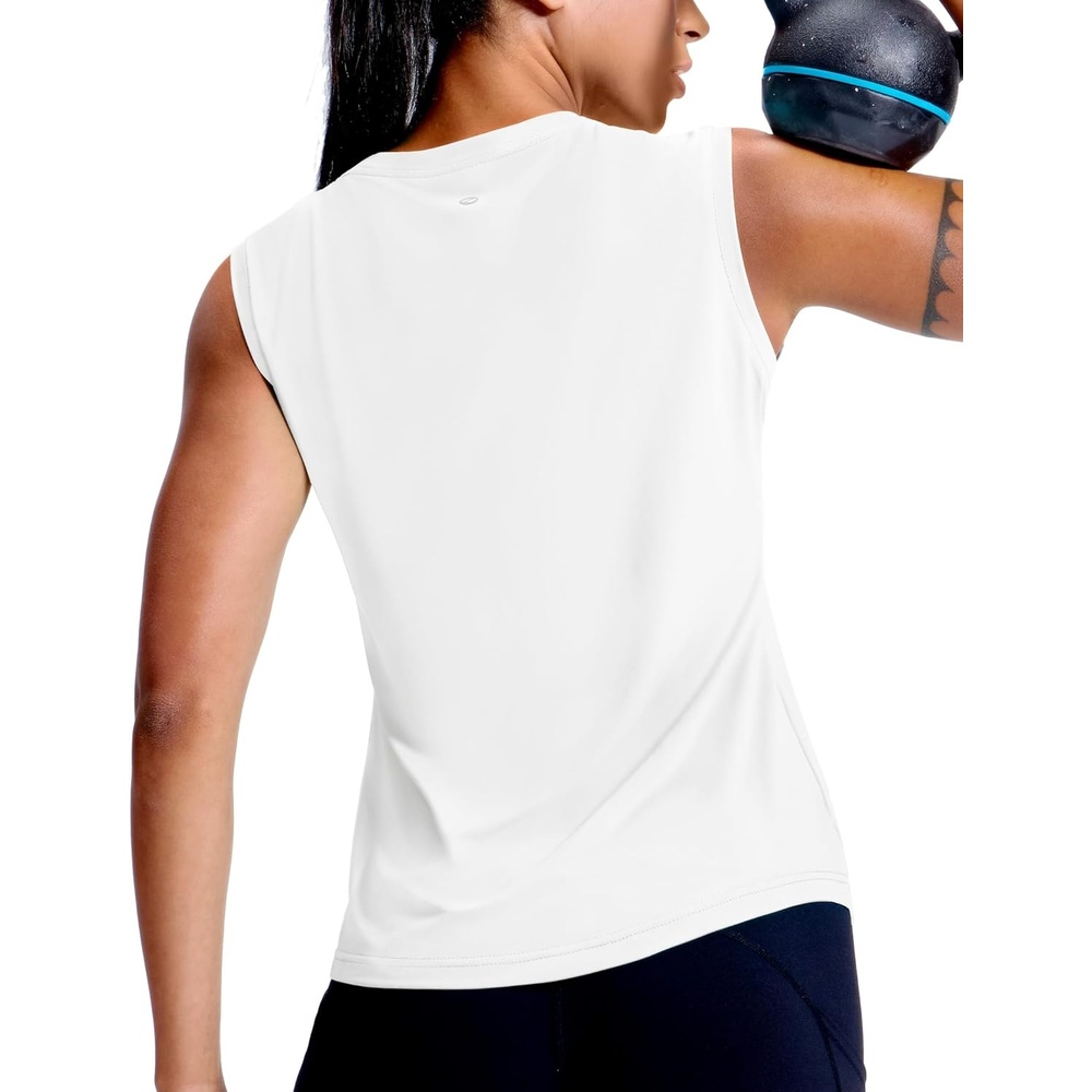 image:imageMIER Sleeveless Athletic Tops for Women Dry Fit Running Workout Tank Top Crew Neck UPF 50 Active Tennis Gym Yoga Tee ShirtsWhite