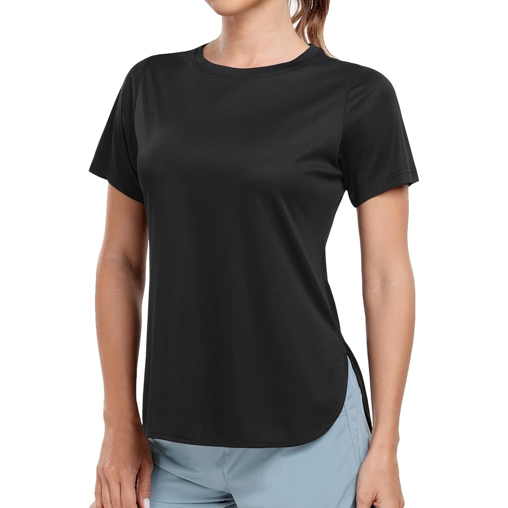 image:imageMIER Womens UPF 50 Sun Protection Workout Tops Short Sleeve UV SPF TShirts for Athletic Gym Exercise Yoga Dry FitBlack