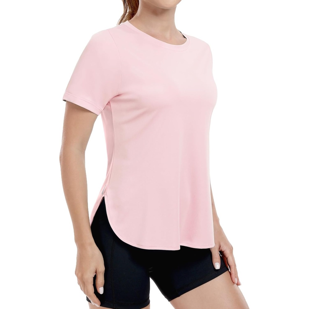 image:imageMIER Womens UPF 50 Sun Protection Workout Tops Short Sleeve UV SPF TShirts for Athletic Gym Exercise Yoga Dry FitLight Pink
