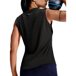 image:imageMIER Sleeveless Athletic Tops for Women Dry Fit Running Workout Tank Top Crew Neck UPF 50 Active Tennis Gym Yoga Tee ShirtsBlack