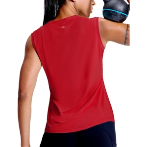 image:imageMIER Sleeveless Athletic Tops for Women Dry Fit Running Workout Tank Top Crew Neck UPF 50 Active Tennis Gym Yoga Tee ShirtsRed