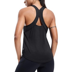 image:imageMIER Workout Tank Tops for Women Racerback Athletic Sleeveless Loose Fit Muscle Tee Shirts Dry Fit Runing Gym Yoga Top SummerBlack