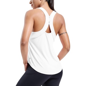 image:imageMIER Workout Tank Tops for Women Racerback Athletic Sleeveless Loose Fit Muscle Tee Shirts Dry Fit Runing Gym Yoga Top SummerWhite