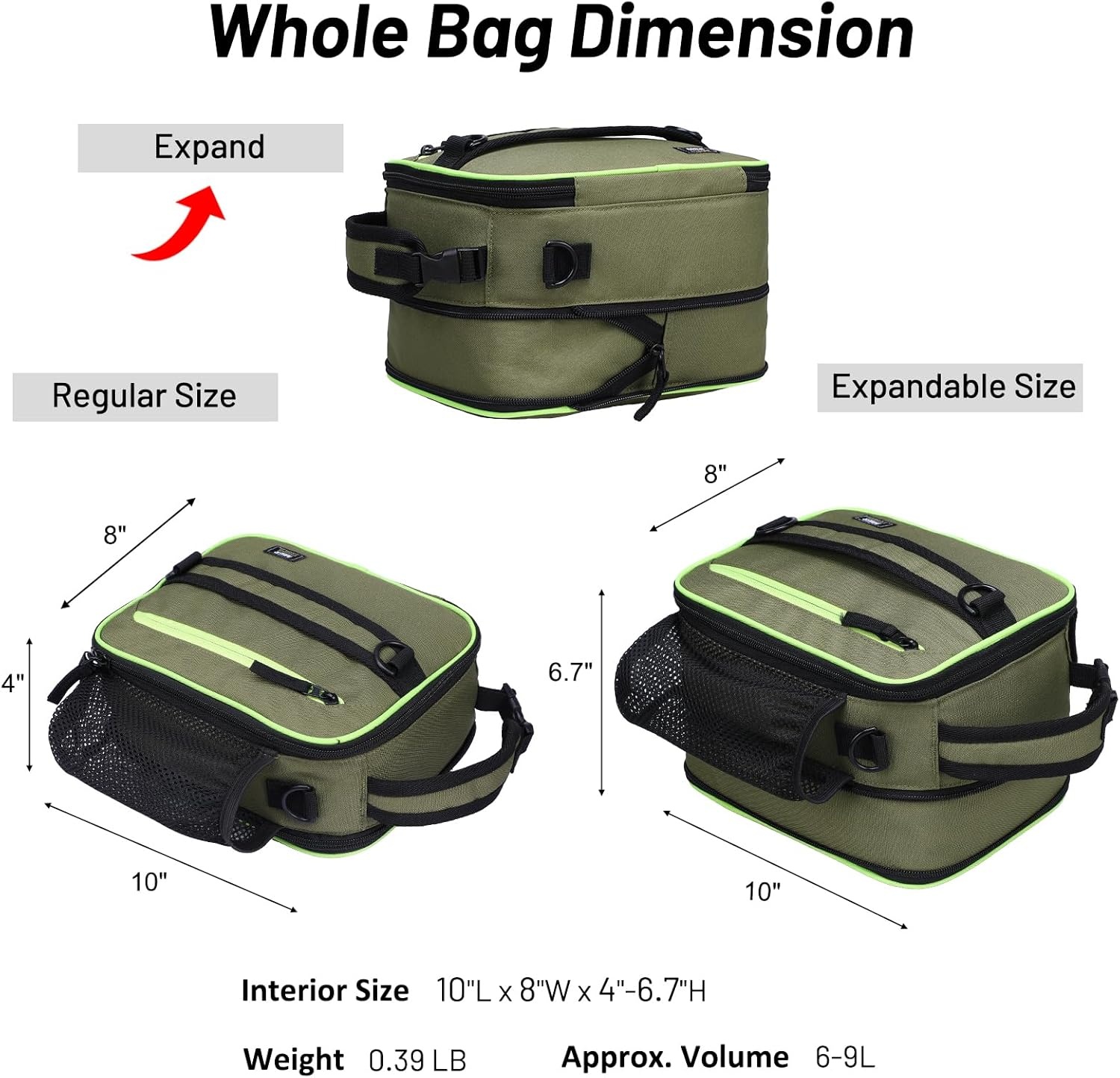 image:imageMIER Expandable Lunch Bag Insulated Lunch Box for Men to Work Travel Portable Lunchbox Bags with Shoulder Strap and Water Bottle HolderGreen