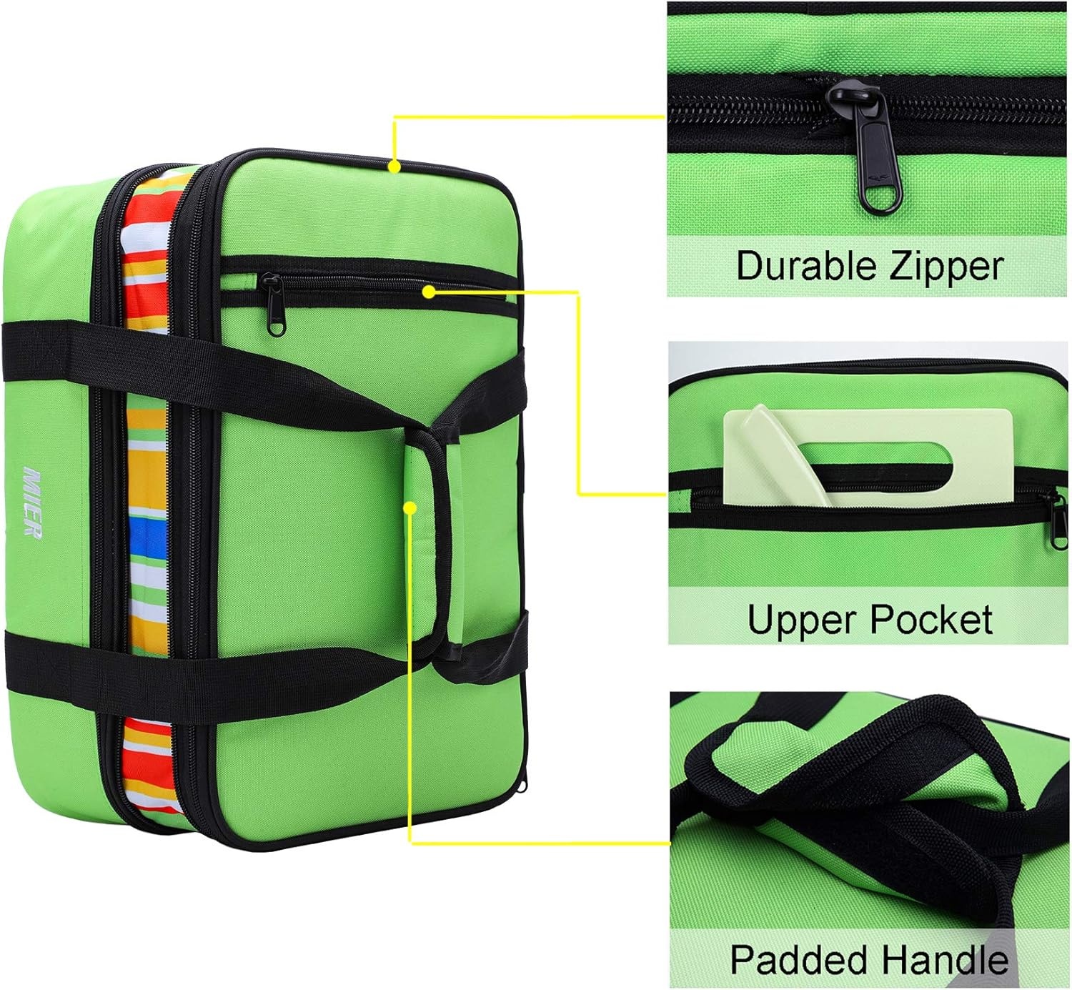image:imageMIER Insulated Double Casserole Carrier Thermal Lunch Tote for Potluck Parties Picnic Beach Fits 9 x 13 Inches Casserole Dish Expandable by Mid Zipper PurpleGreen