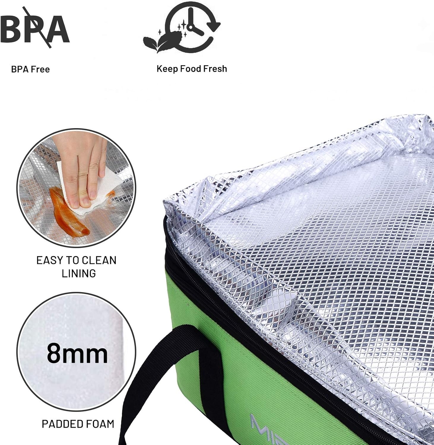 image:imageMIER Insulated Double Casserole Carrier Thermal Lunch Tote for Potluck Parties Picnic Beach Fits 9 x 13 Inches Casserole Dish Expandable by Mid Zipper PurpleGreen