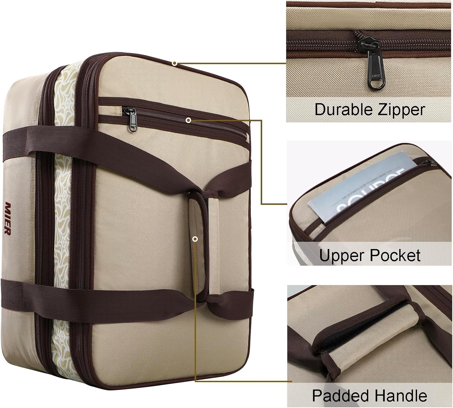 image:imageMIER Insulated Double Casserole Carrier Thermal Lunch Tote for Potluck Parties Picnic Beach Fits 9 x 13 Inches Casserole Dish Expandable by Mid Zipper PurpleKhaki