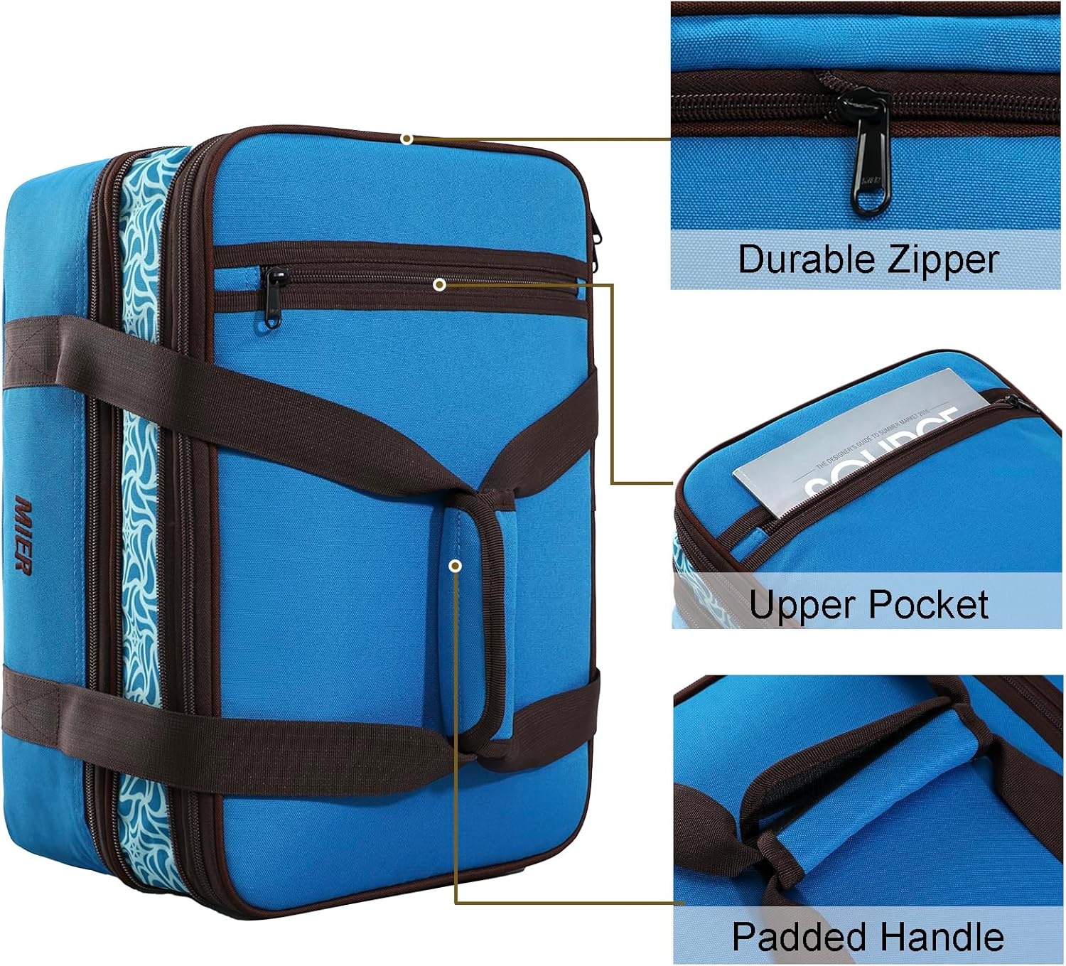image:imageMIER Insulated Double Casserole Carrier Thermal Lunch Tote for Potluck Parties Picnic Beach Fits 9 x 13 Inches Casserole Dish Expandable by Mid Zipper PurpleBlue