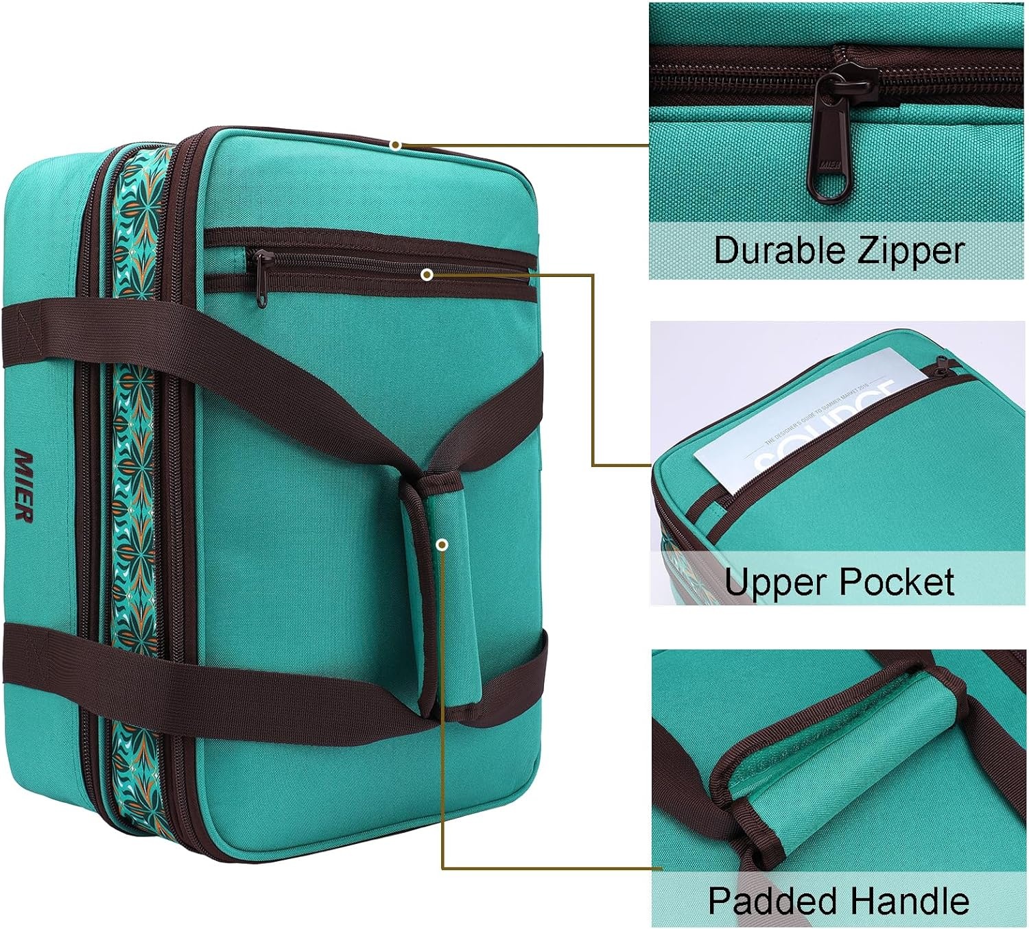 image:imageMIER Insulated Double Casserole Carrier Thermal Lunch Tote for Potluck Parties Picnic Beach Fits 9 x 13 Inches Casserole Dish Expandable by Mid Zipper PurpleTeal