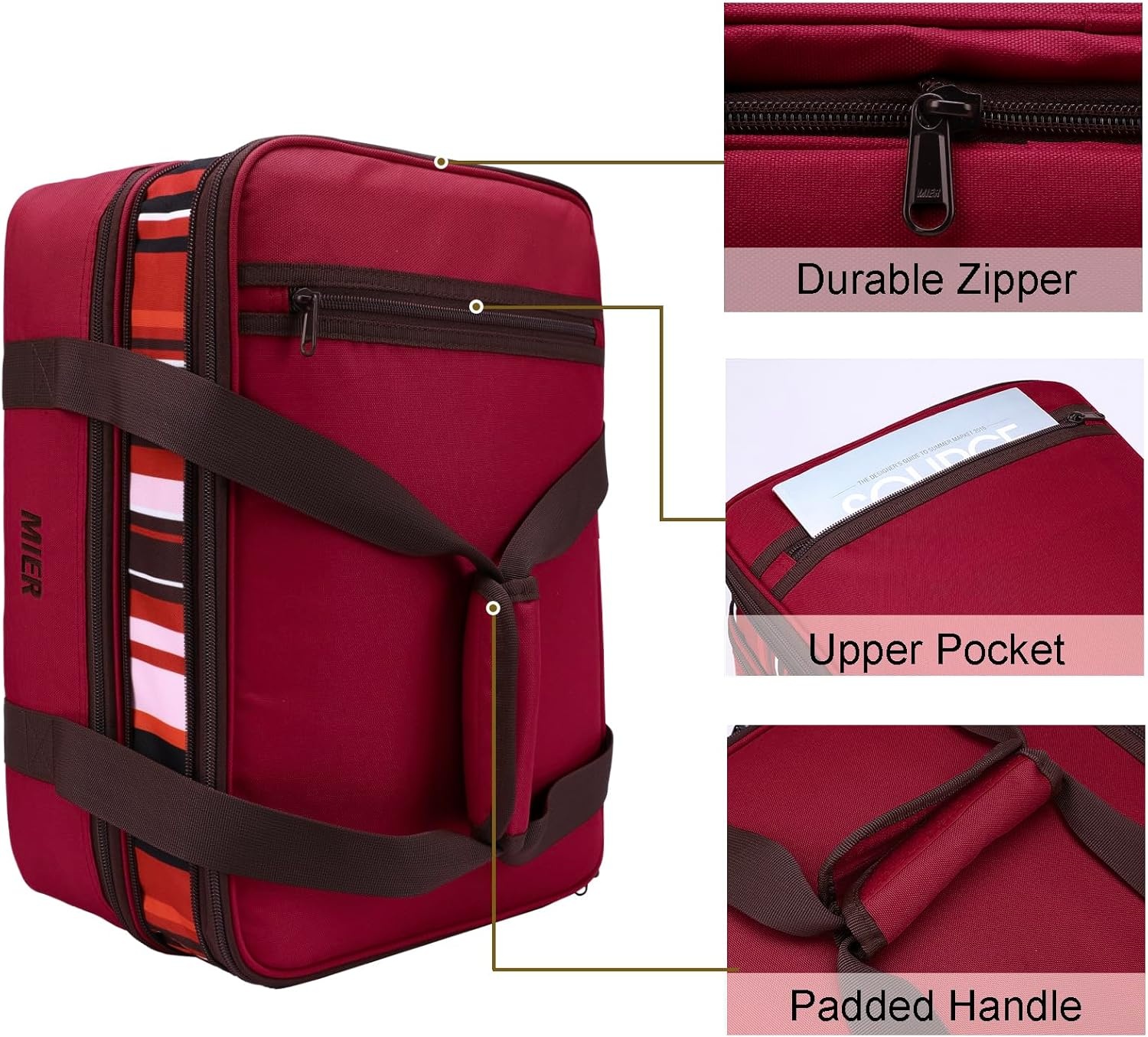 image:imageMIER Insulated Double Casserole Carrier Thermal Lunch Tote for Potluck Parties Picnic Beach Fits 9 x 13 Inches Casserole Dish Expandable by Mid Zipper PurpleBurgundy