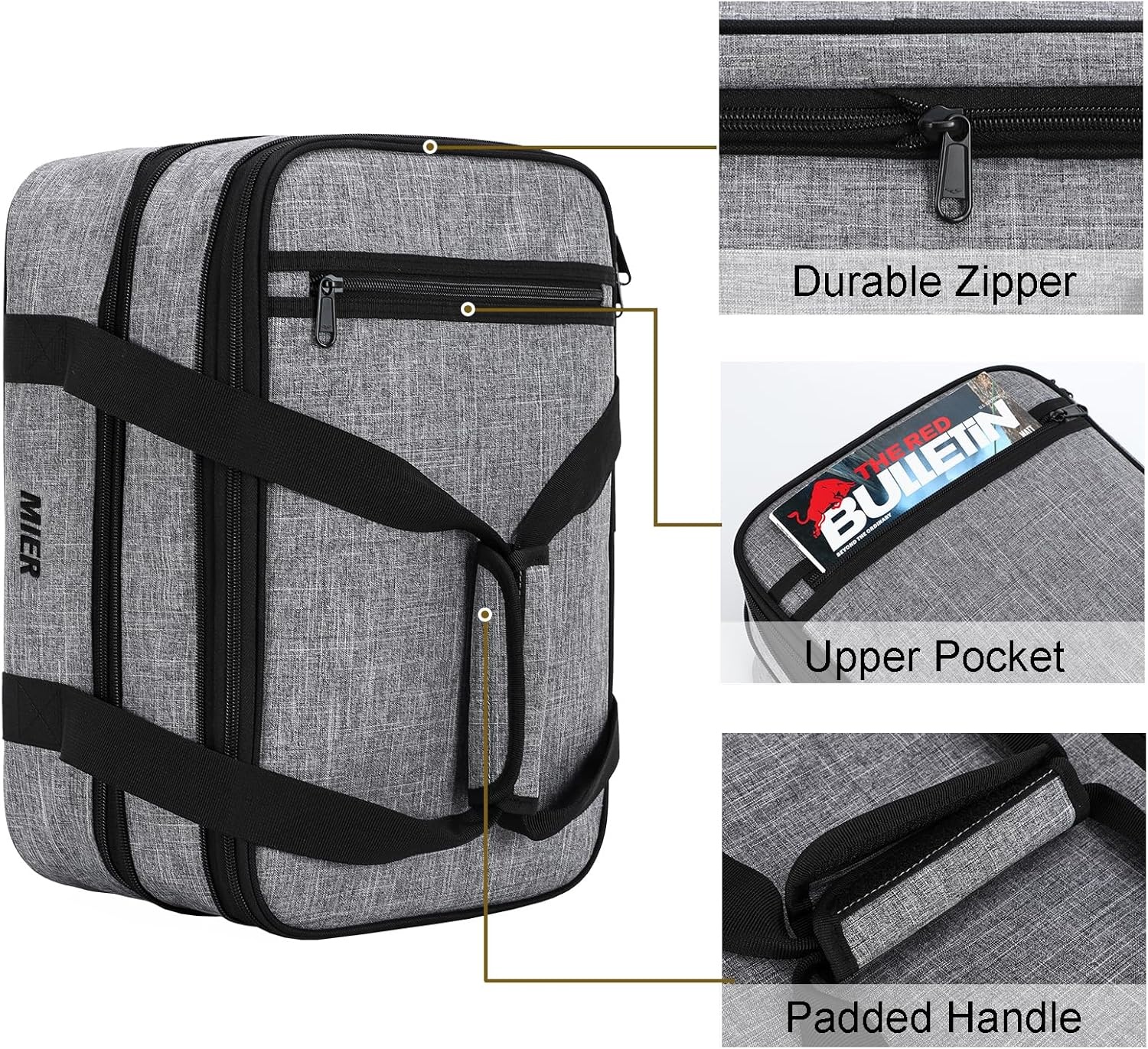 image:imageMIER Insulated Double Casserole Carrier Thermal Lunch Tote for Potluck Parties Picnic Beach Fits 9 x 13 Inches Casserole Dish Expandable by Mid Zipper PurpleGray