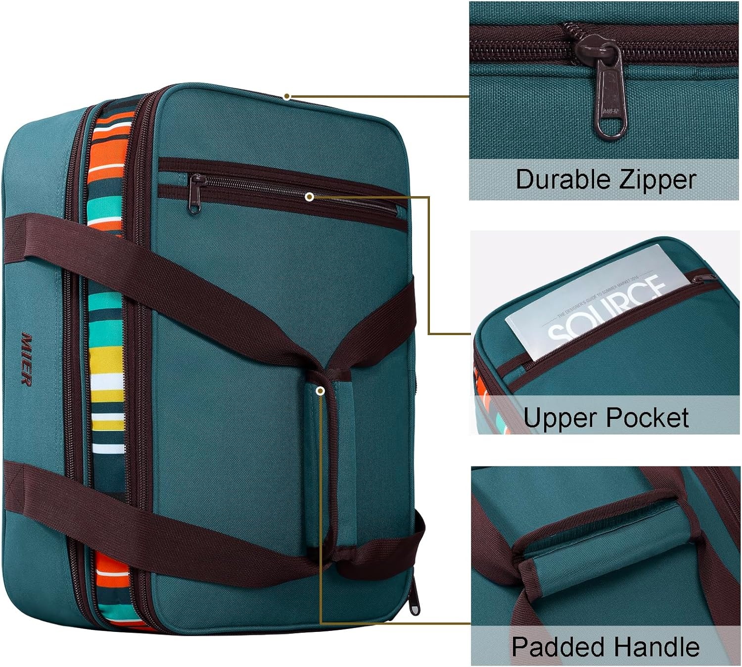 image:imageMIER Insulated Double Casserole Carrier Thermal Lunch Tote for Potluck Parties Picnic Beach Fits 9 x 13 Inches Casserole Dish Expandable by Mid Zipper PurplePeacock Blue