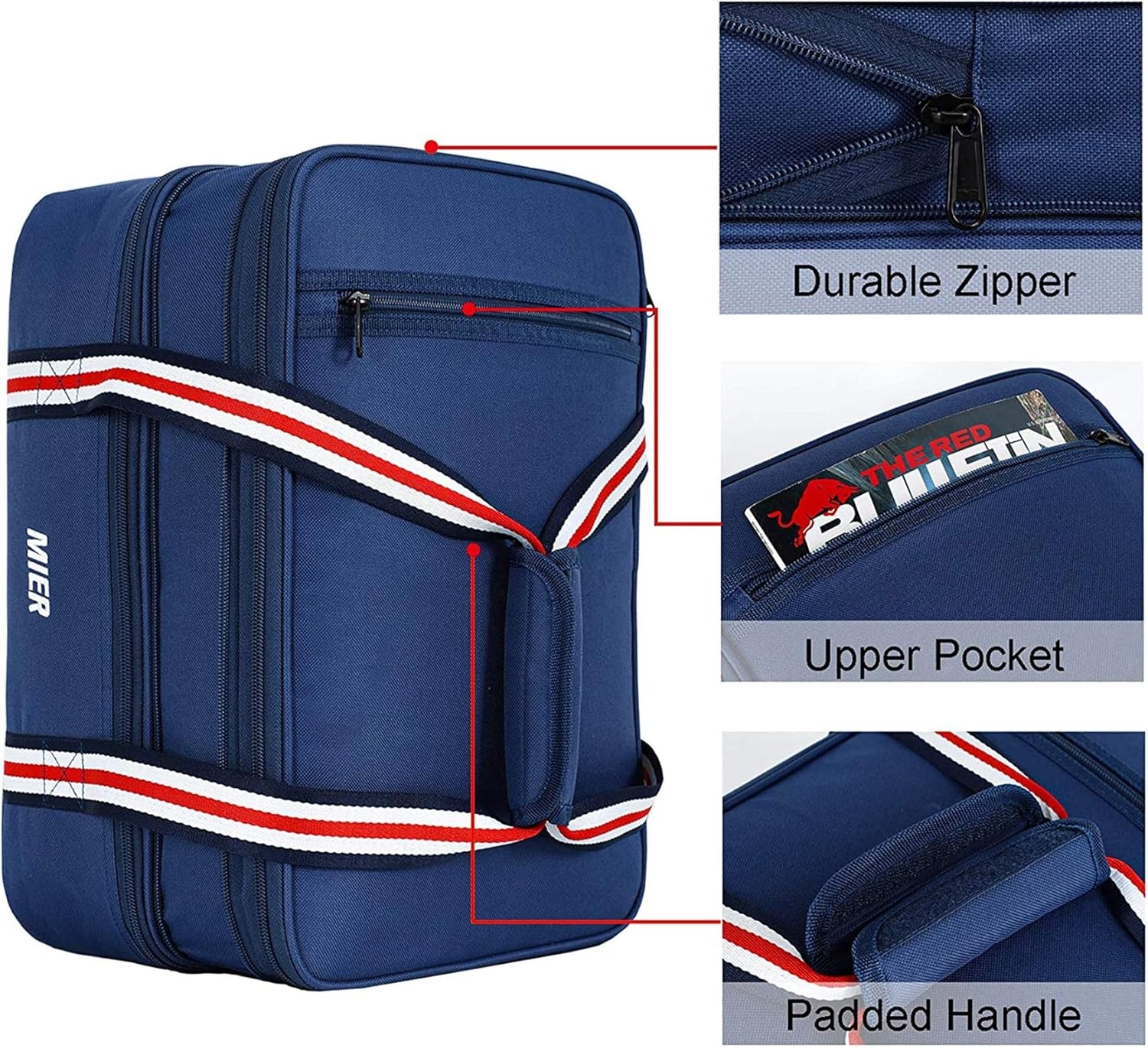 image:imageMIER Insulated Double Casserole Carrier Thermal Lunch Tote for Potluck Parties Picnic Beach Fits 9 x 13 Inches Casserole Dish Expandable by Mid Zipper PurpleNavy