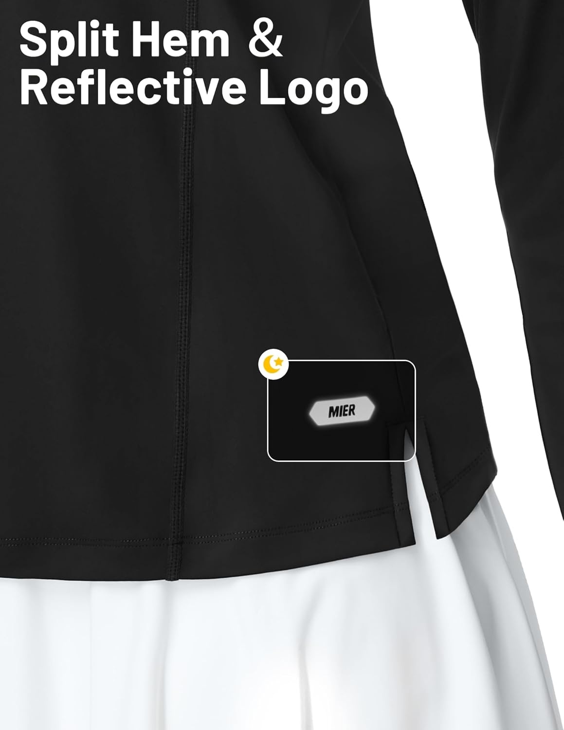 image:imageMIER Long Sleeve Polo Shirts for Women Quick Dry Collared Golf Tops for Athletic Tennis Work Inherent UPF 50 Sun ProtectionBlack