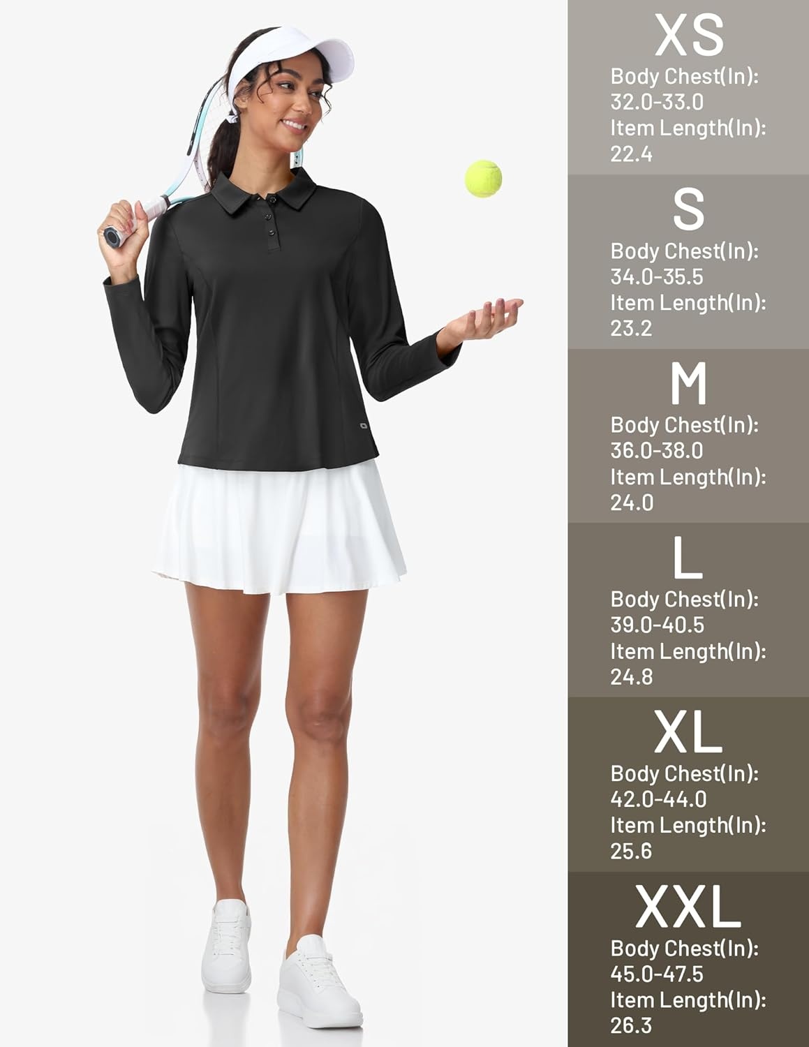 image:imageMIER Long Sleeve Polo Shirts for Women Quick Dry Collared Golf Tops for Athletic Tennis Work Inherent UPF 50 Sun ProtectionDark Grey