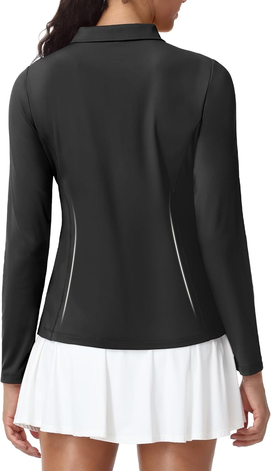 image:imageMIER Long Sleeve Polo Shirts for Women Quick Dry Collared Golf Tops for Athletic Tennis Work Inherent UPF 50 Sun ProtectionDark Grey