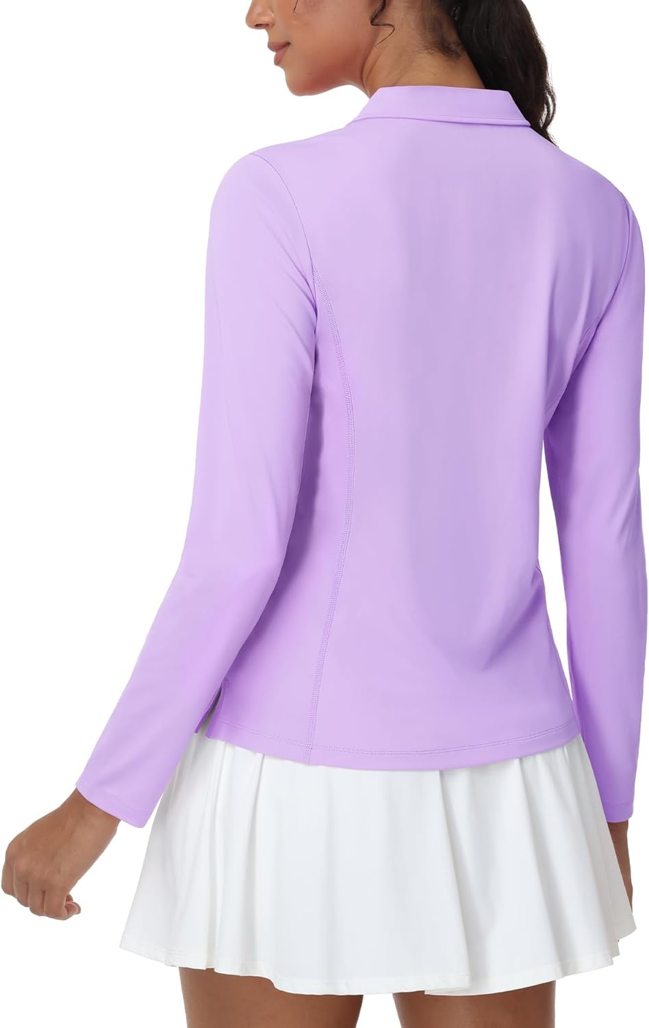 image:imageMIER Long Sleeve Polo Shirts for Women Quick Dry Collared Golf Tops for Athletic Tennis Work Inherent UPF 50 Sun ProtectionLavender