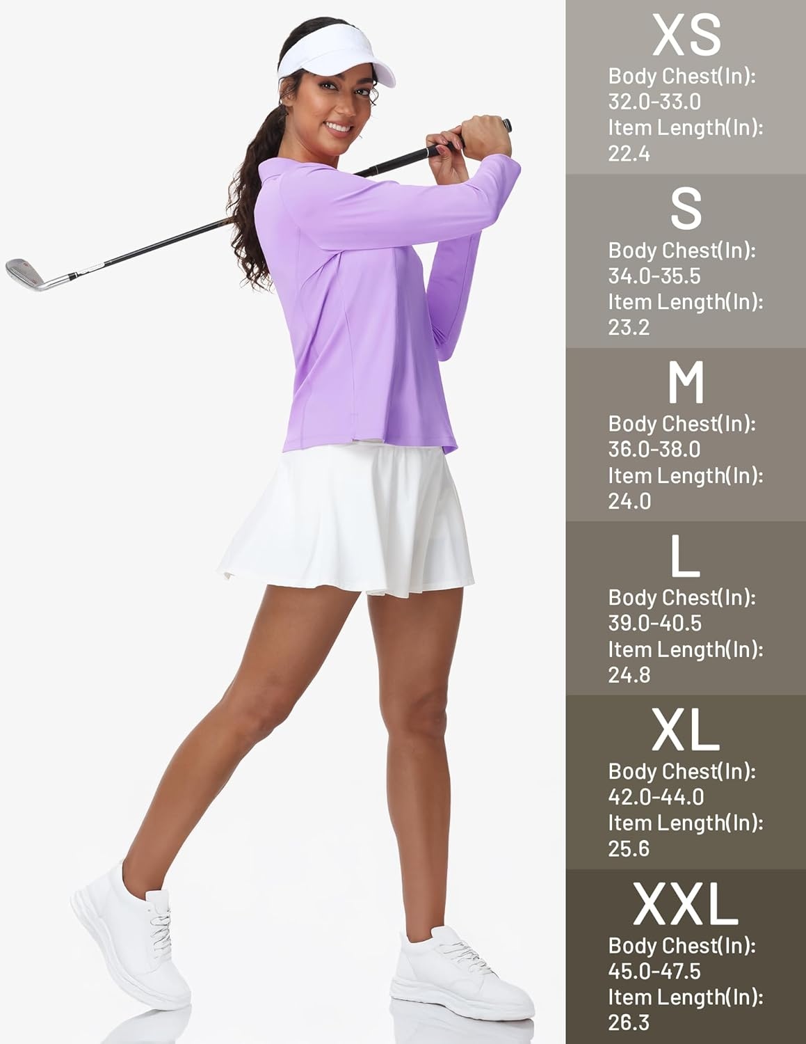 image:imageMIER Long Sleeve Polo Shirts for Women Quick Dry Collared Golf Tops for Athletic Tennis Work Inherent UPF 50 Sun ProtectionLavender