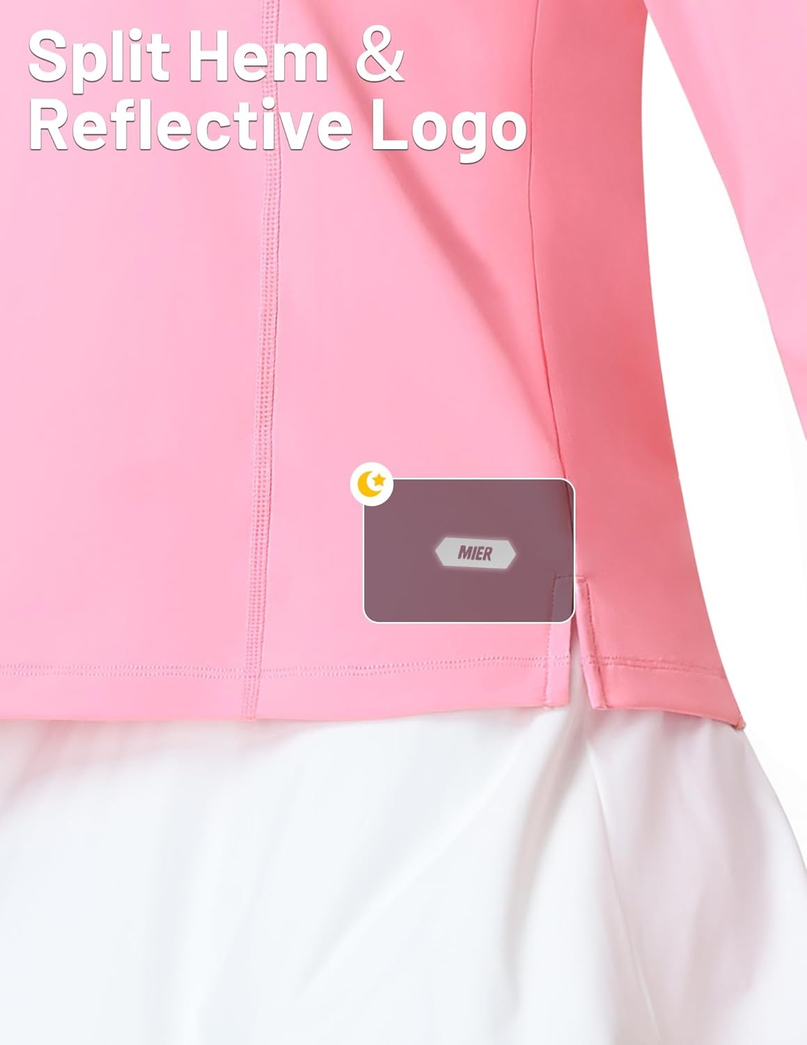 image:imageMIER Long Sleeve Polo Shirts for Women Quick Dry Collared Golf Tops for Athletic Tennis Work Inherent UPF 50 Sun ProtectionLight Pink