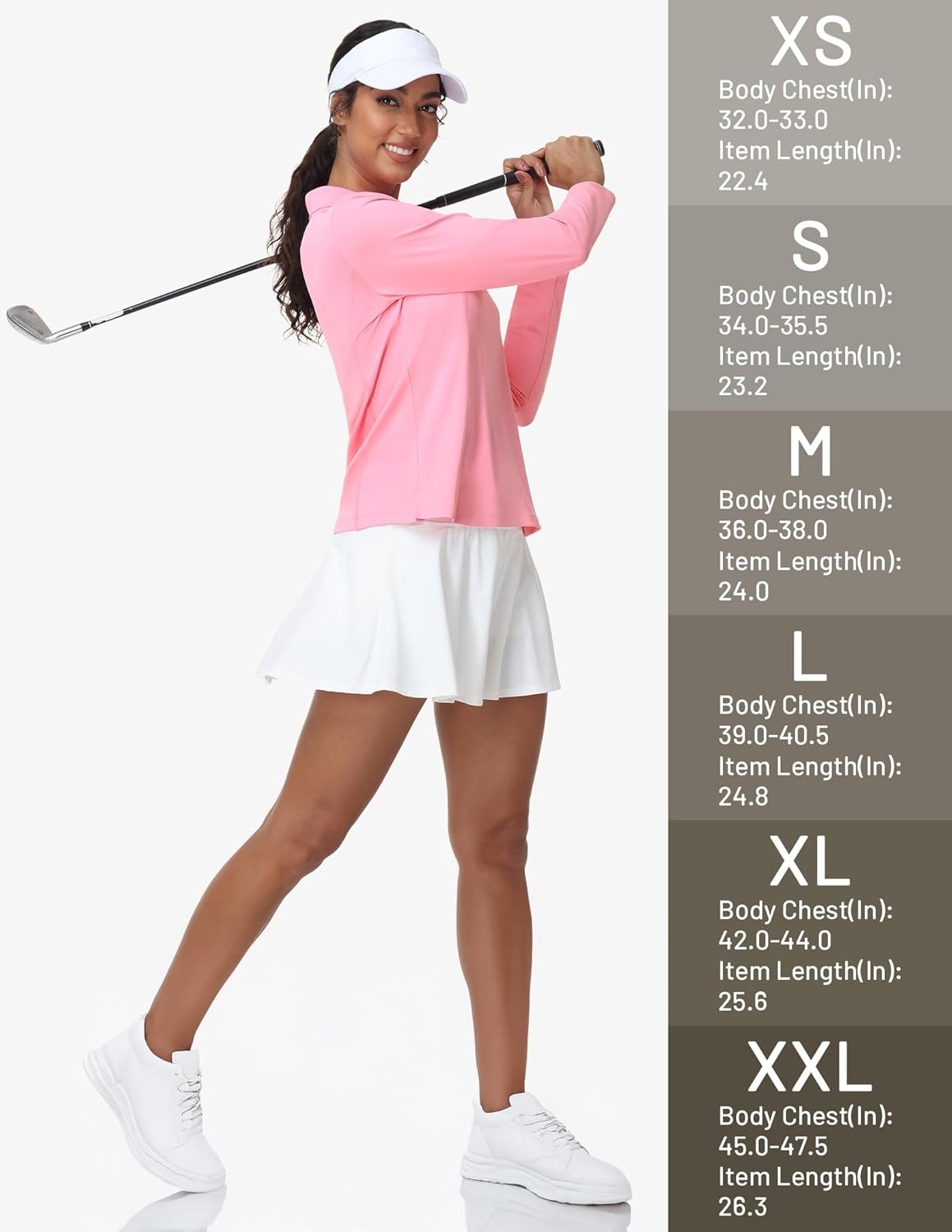 image:imageMIER Long Sleeve Polo Shirts for Women Quick Dry Collared Golf Tops for Athletic Tennis Work Inherent UPF 50 Sun ProtectionLight Pink