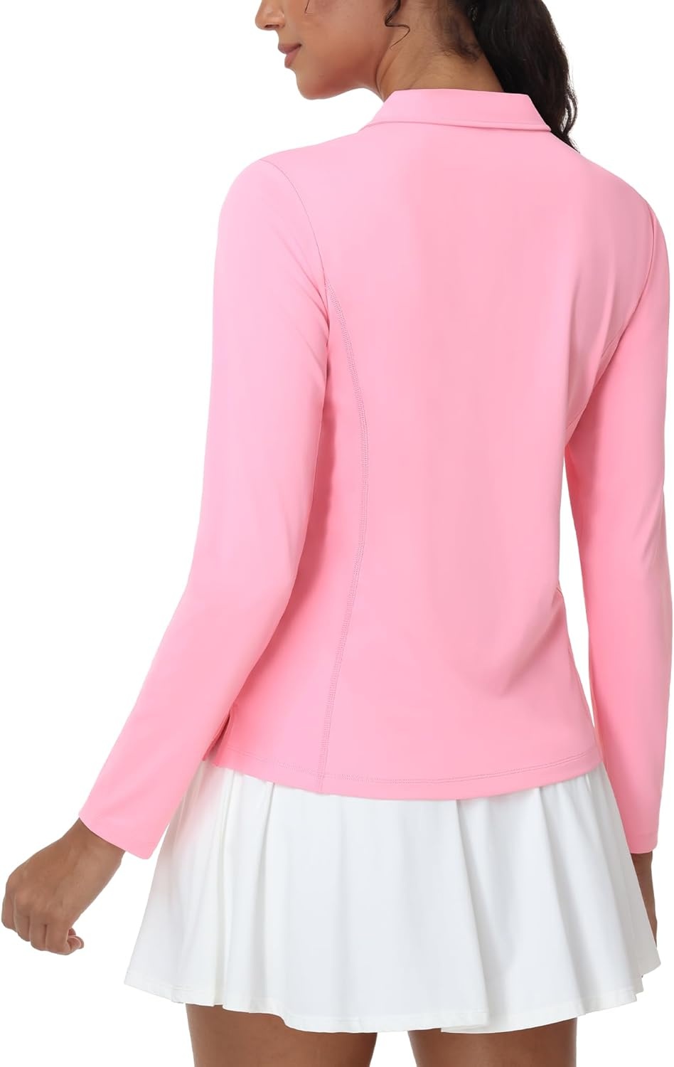 image:imageMIER Long Sleeve Polo Shirts for Women Quick Dry Collared Golf Tops for Athletic Tennis Work Inherent UPF 50 Sun ProtectionLight Pink