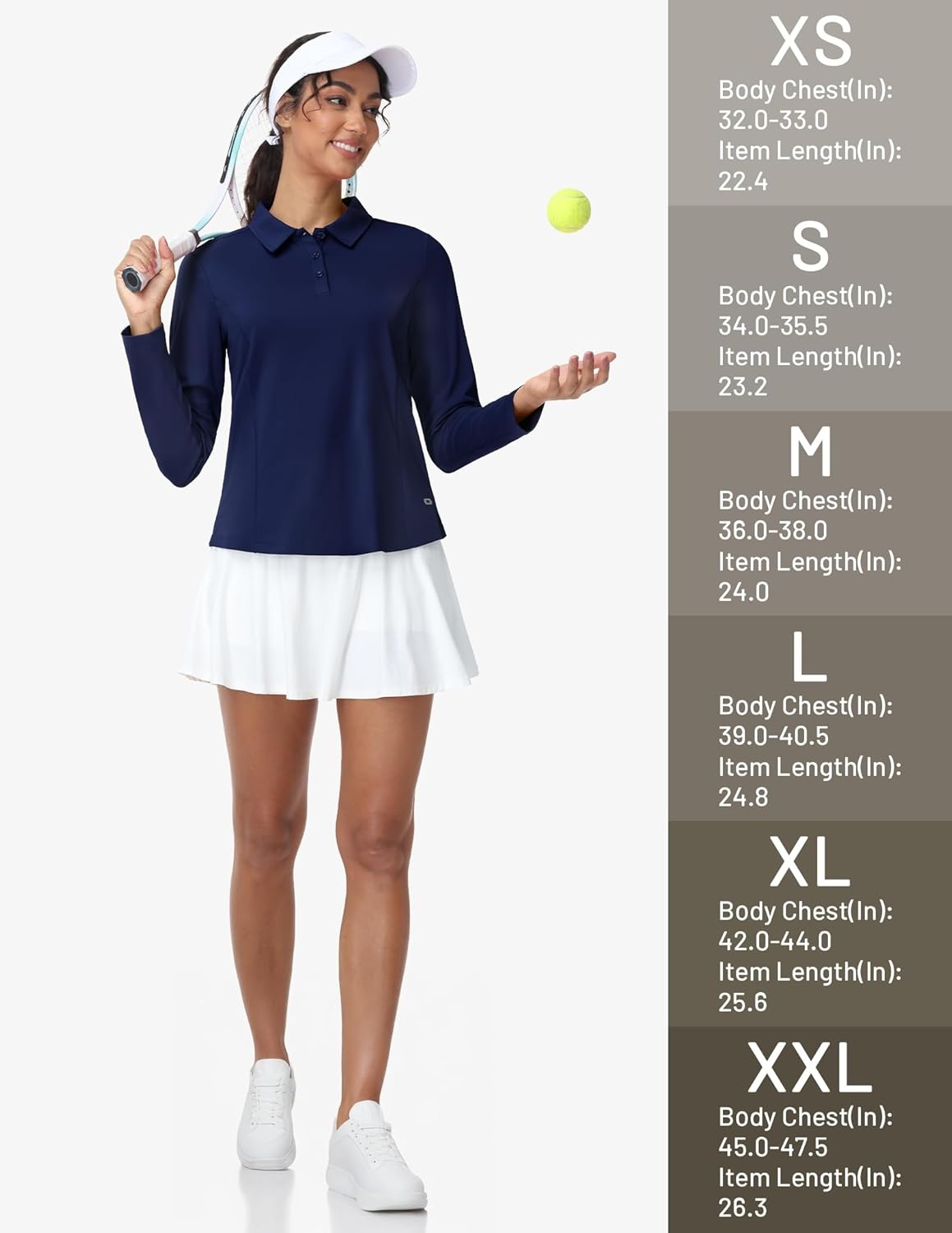 image:imageMIER Long Sleeve Polo Shirts for Women Quick Dry Collared Golf Tops for Athletic Tennis Work Inherent UPF 50 Sun ProtectionNavy
