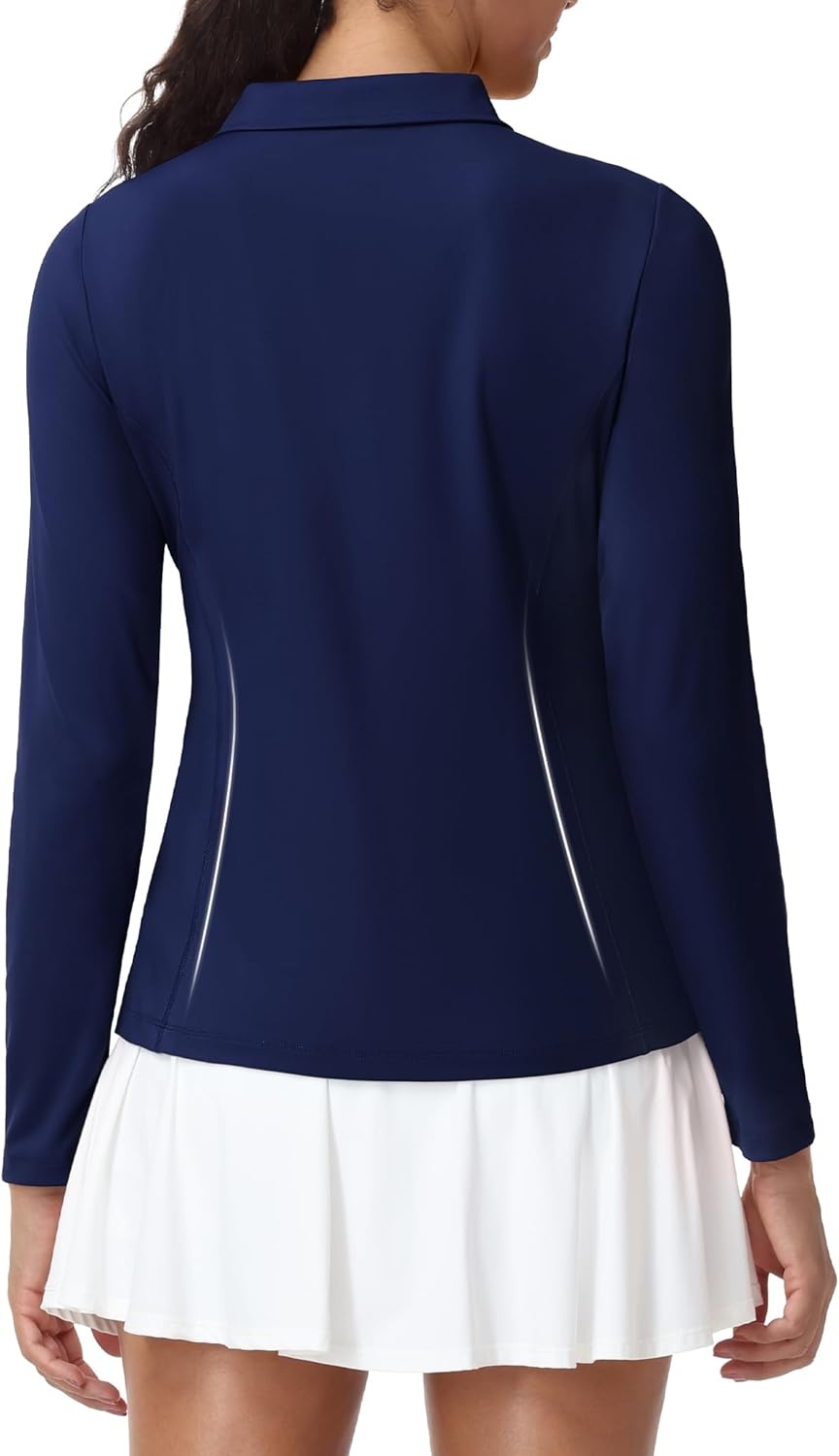 image:imageMIER Long Sleeve Polo Shirts for Women Quick Dry Collared Golf Tops for Athletic Tennis Work Inherent UPF 50 Sun ProtectionNavy