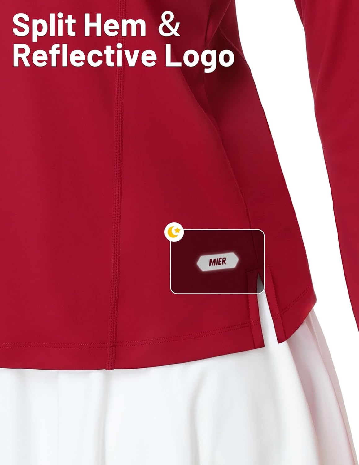 image:imageMIER Long Sleeve Polo Shirts for Women Quick Dry Collared Golf Tops for Athletic Tennis Work Inherent UPF 50 Sun ProtectionRed