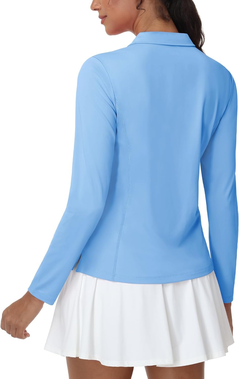 image:imageMIER Long Sleeve Polo Shirts for Women Quick Dry Collared Golf Tops for Athletic Tennis Work Inherent UPF 50 Sun ProtectionSky Blue