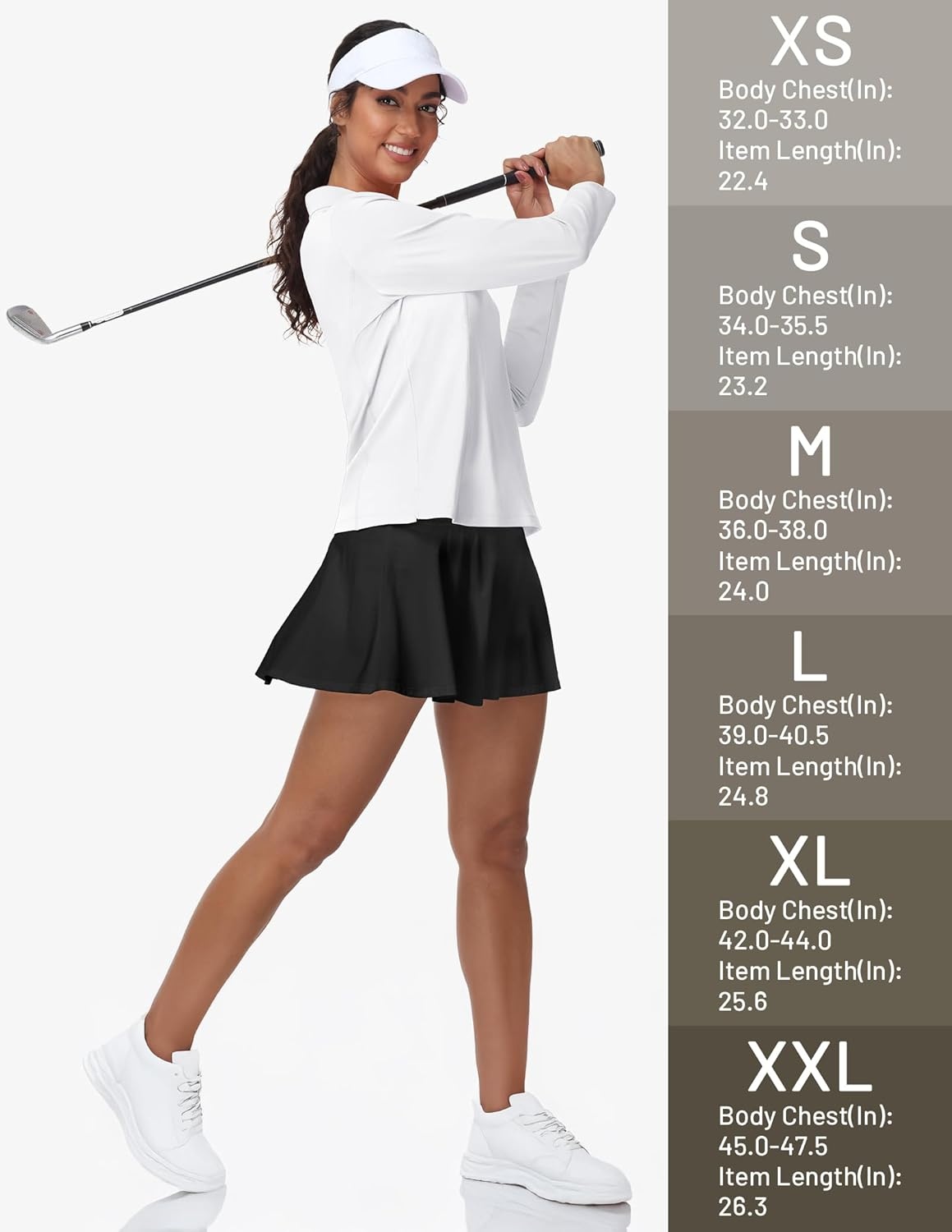 image:imageMIER Long Sleeve Polo Shirts for Women Quick Dry Collared Golf Tops for Athletic Tennis Work Inherent UPF 50 Sun ProtectionWhite