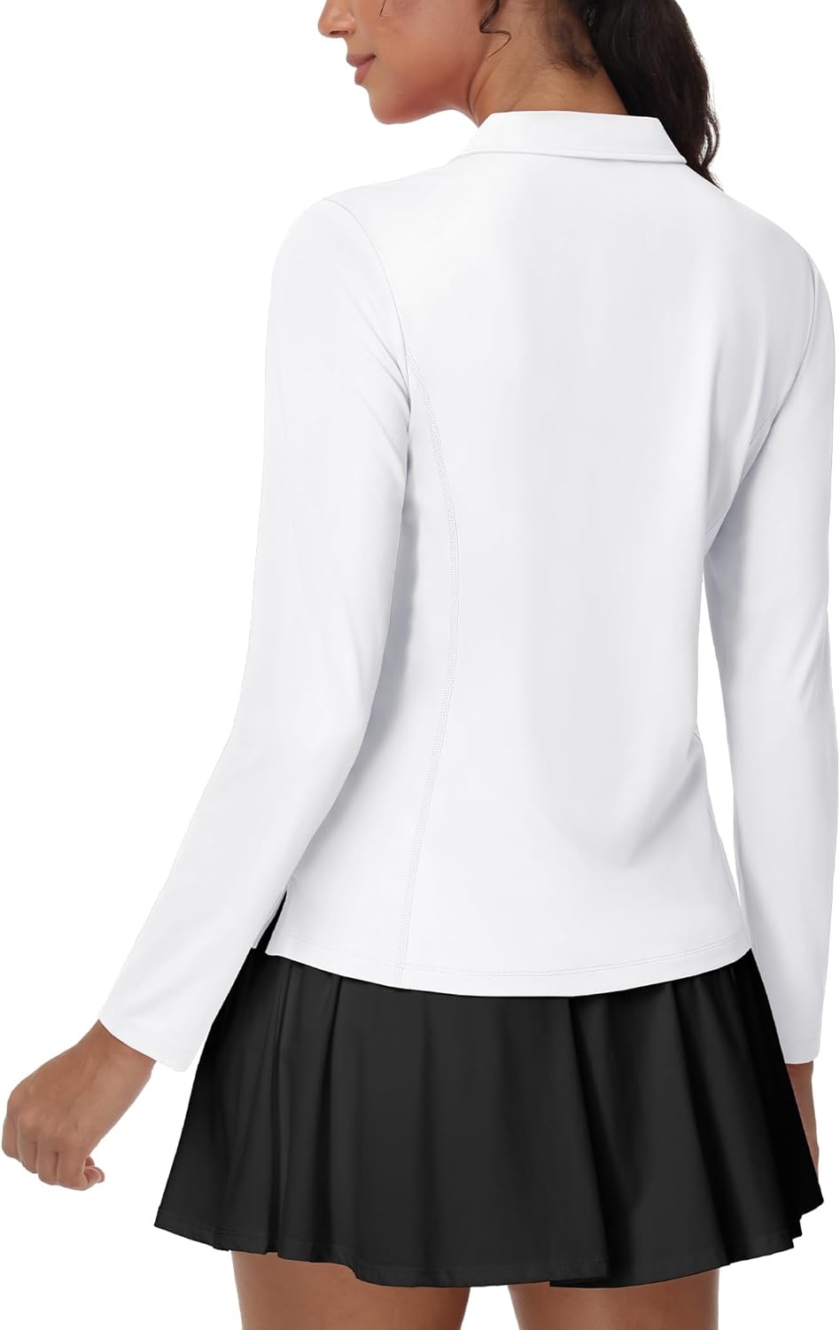 image:imageMIER Long Sleeve Polo Shirts for Women Quick Dry Collared Golf Tops for Athletic Tennis Work Inherent UPF 50 Sun ProtectionWhite