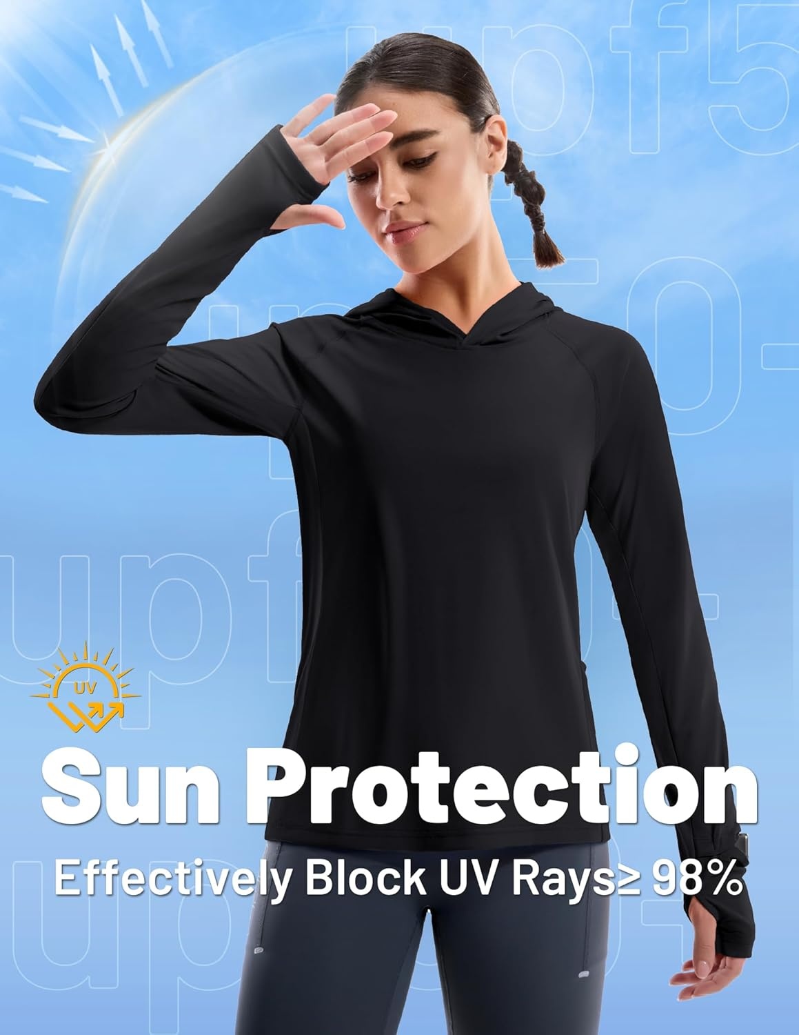 image:imageMIER Long Sleeve Sun Shirt for Women Lightweight UPF 50 UV Sun Protection Hoodie Quick Dry SPF Tops for Summer RunningBlack