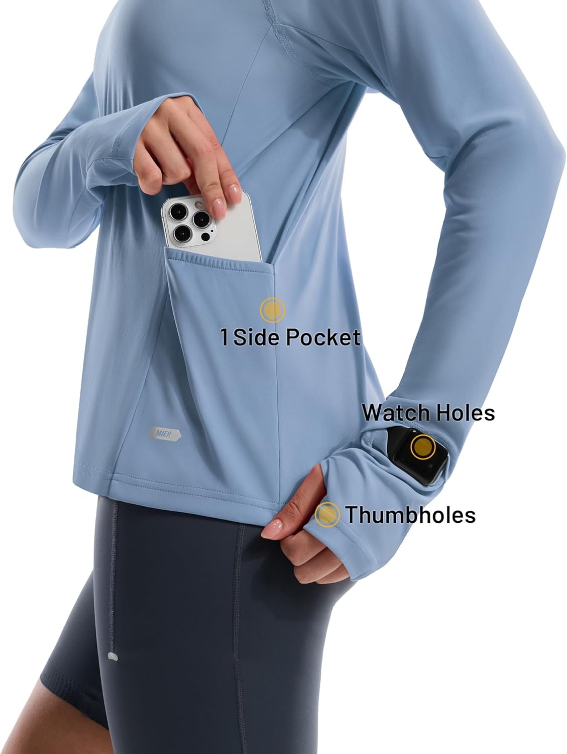 image:imageMIER Long Sleeve Sun Shirt for Women Lightweight UPF 50 UV Sun Protection Hoodie Quick Dry SPF Tops for Summer RunningBlue