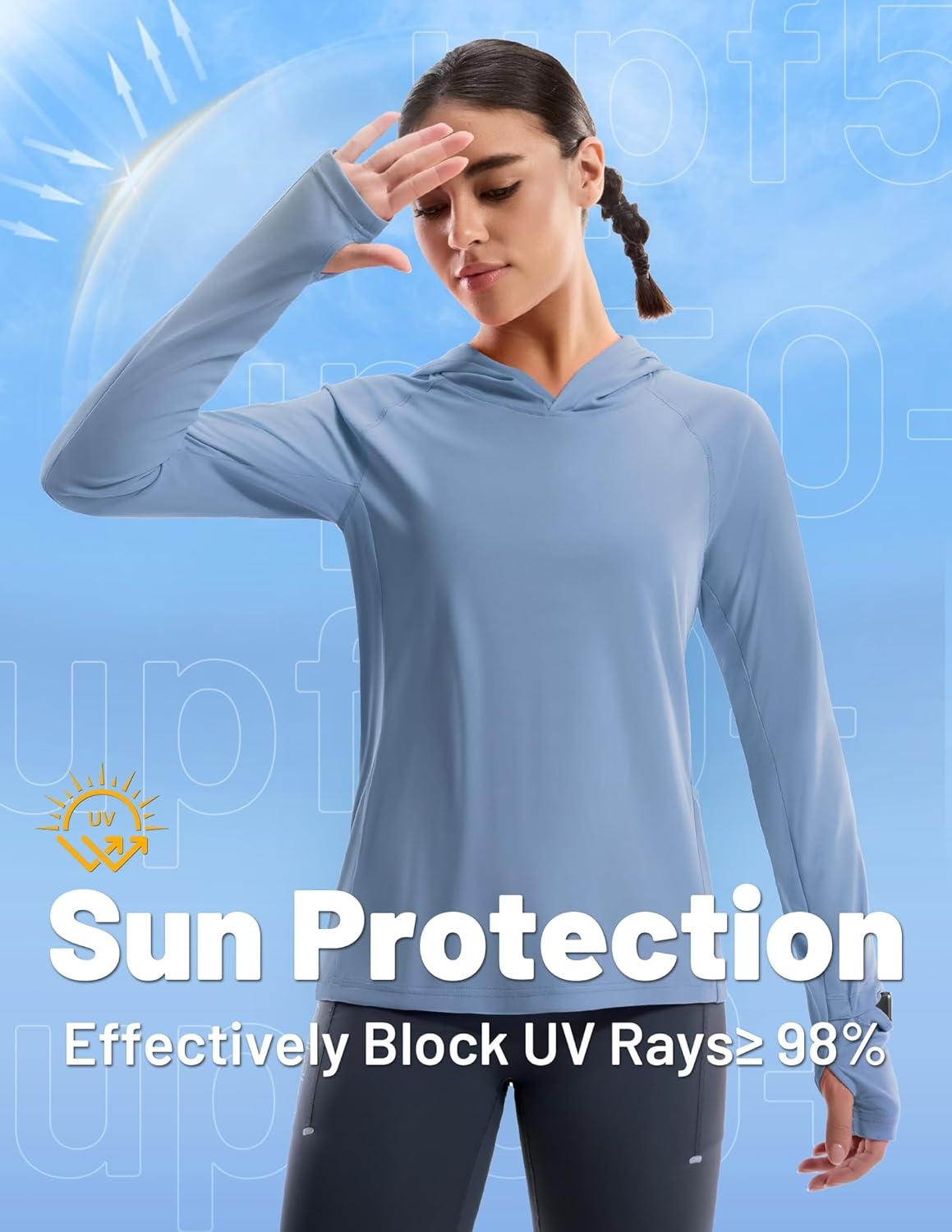 image:imageMIER Long Sleeve Sun Shirt for Women Lightweight UPF 50 UV Sun Protection Hoodie Quick Dry SPF Tops for Summer RunningBlue