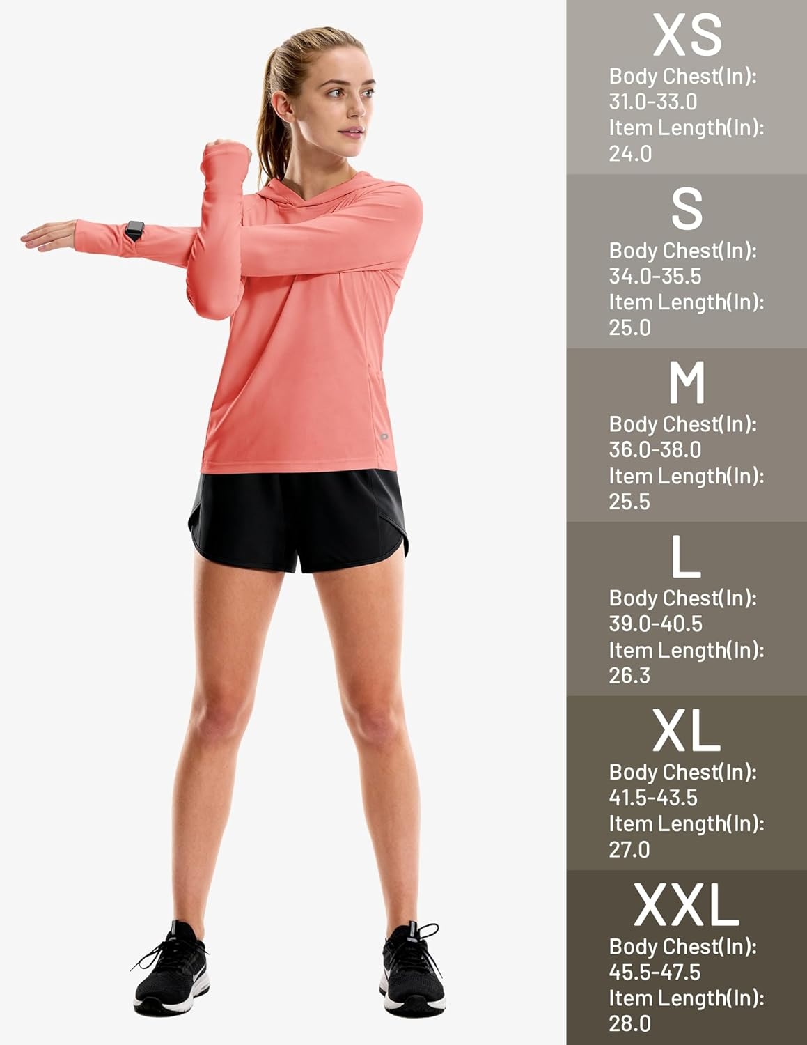 image:imageMIER Long Sleeve Sun Shirt for Women Lightweight UPF 50 UV Sun Protection Hoodie Quick Dry SPF Tops for Summer RunningCoral