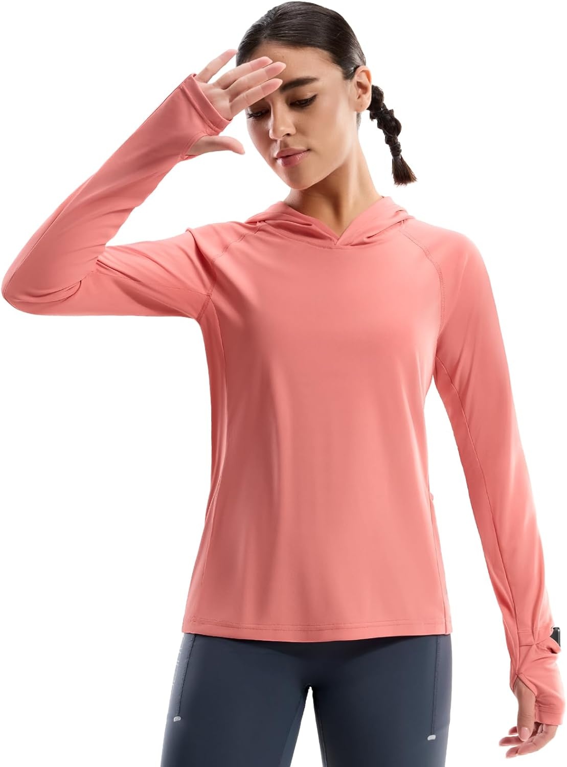 image:imageMIER Long Sleeve Sun Shirt for Women Lightweight UPF 50 UV Sun Protection Hoodie Quick Dry SPF Tops for Summer RunningCoral