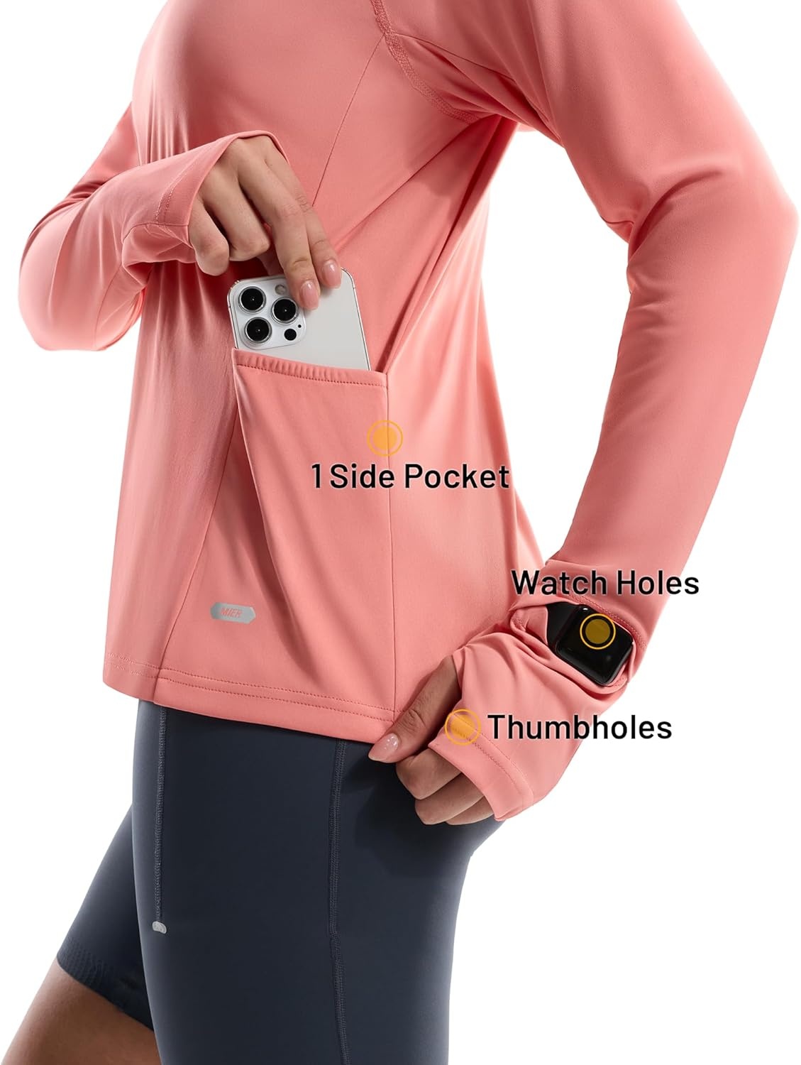 image:imageMIER Long Sleeve Sun Shirt for Women Lightweight UPF 50 UV Sun Protection Hoodie Quick Dry SPF Tops for Summer RunningCoral
