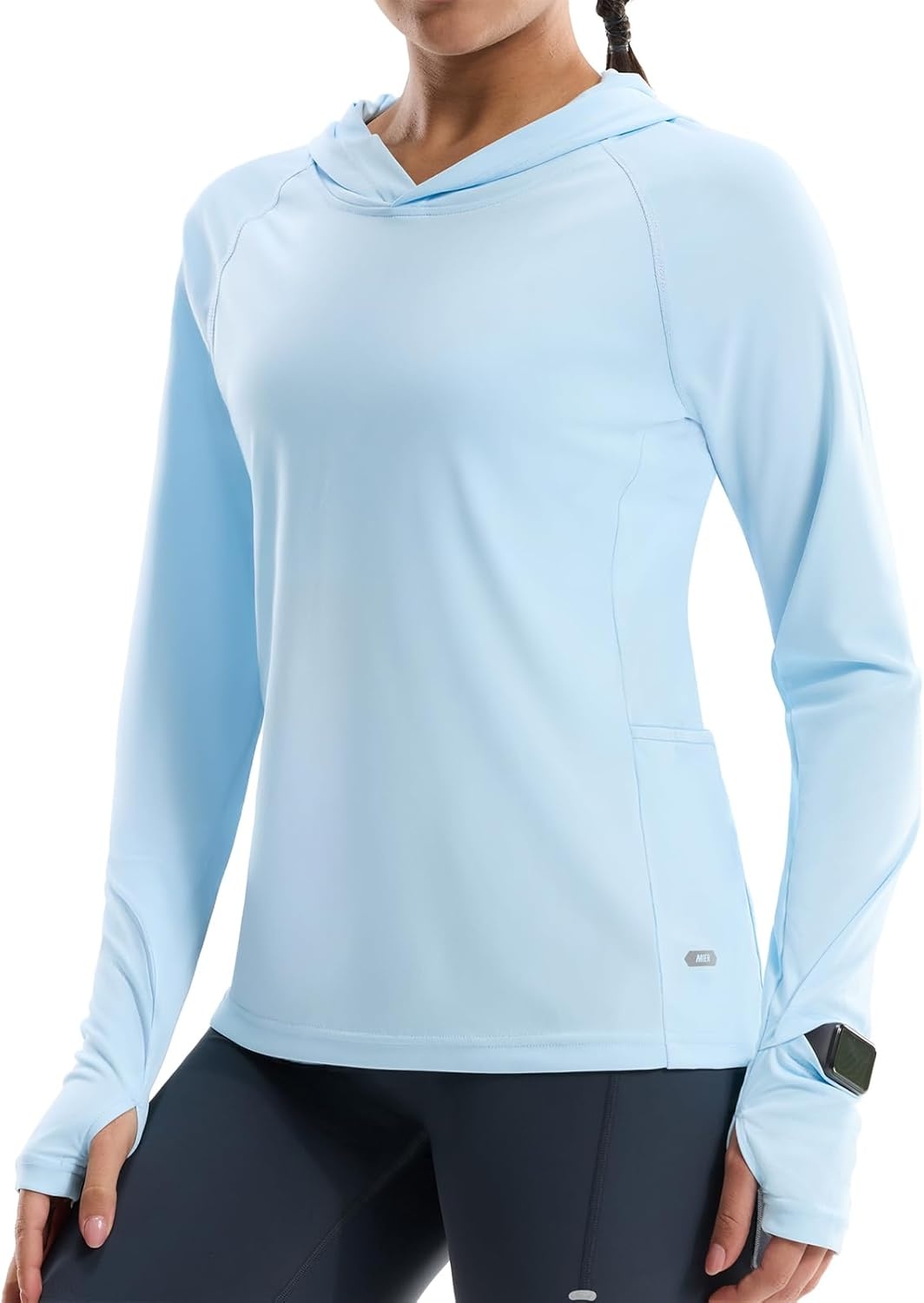 image:imageMIER Long Sleeve Sun Shirt for Women Lightweight UPF 50 UV Sun Protection Hoodie Quick Dry SPF Tops for Summer RunningLight Blue