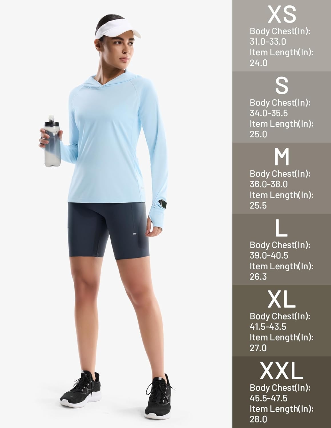 image:imageMIER Long Sleeve Sun Shirt for Women Lightweight UPF 50 UV Sun Protection Hoodie Quick Dry SPF Tops for Summer RunningLight Blue